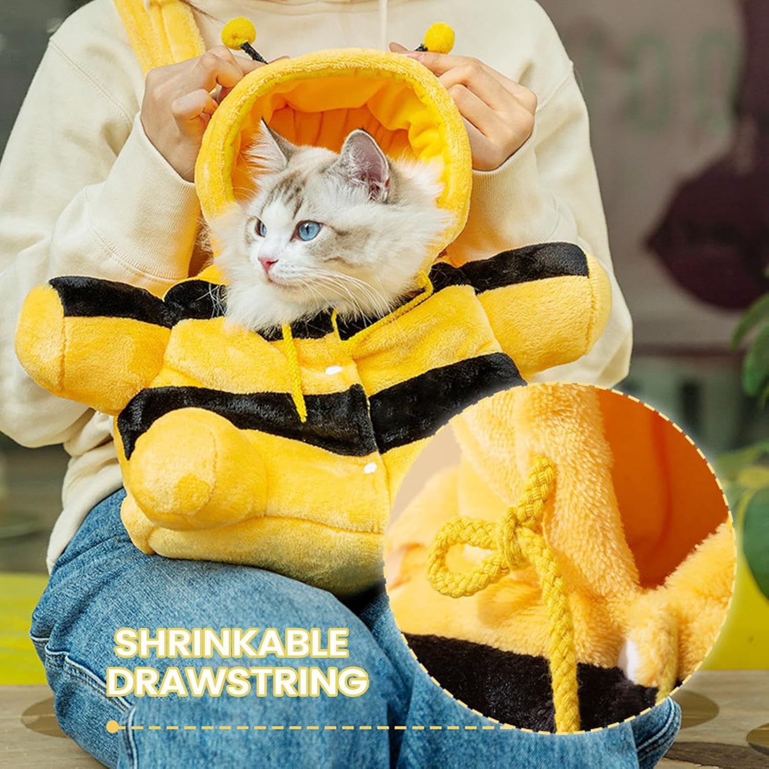 Genérico Dog Sling Carrier | Bee Shape Warm Plush Pet Bag Anti Escape Adjustable Shoulder Strap Cat For Kitten Puppy Winter Travel Outdoor Walking