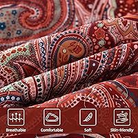 Vista 71 de DJY Juego de edredón de cachemira marrón, tamaño Queen, juego de colcha bohemia de 3 piezas, ropa de cama de microfibra suave y ligera con estampado