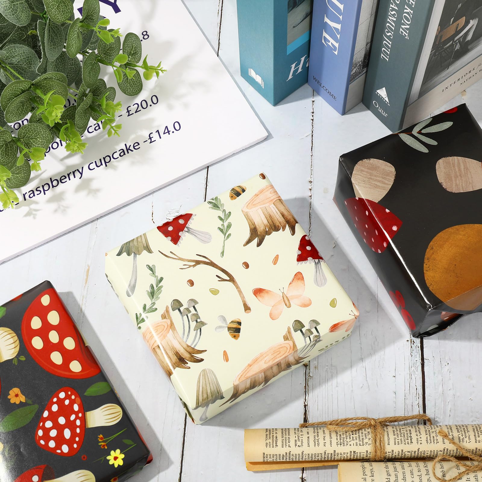 Mushroom Gift Bag Set With Greeting Card & Tissue Paper — 11.8x9.4x5.3 Inches, Forest Theme For Birthdays & Baby Showers - View #4