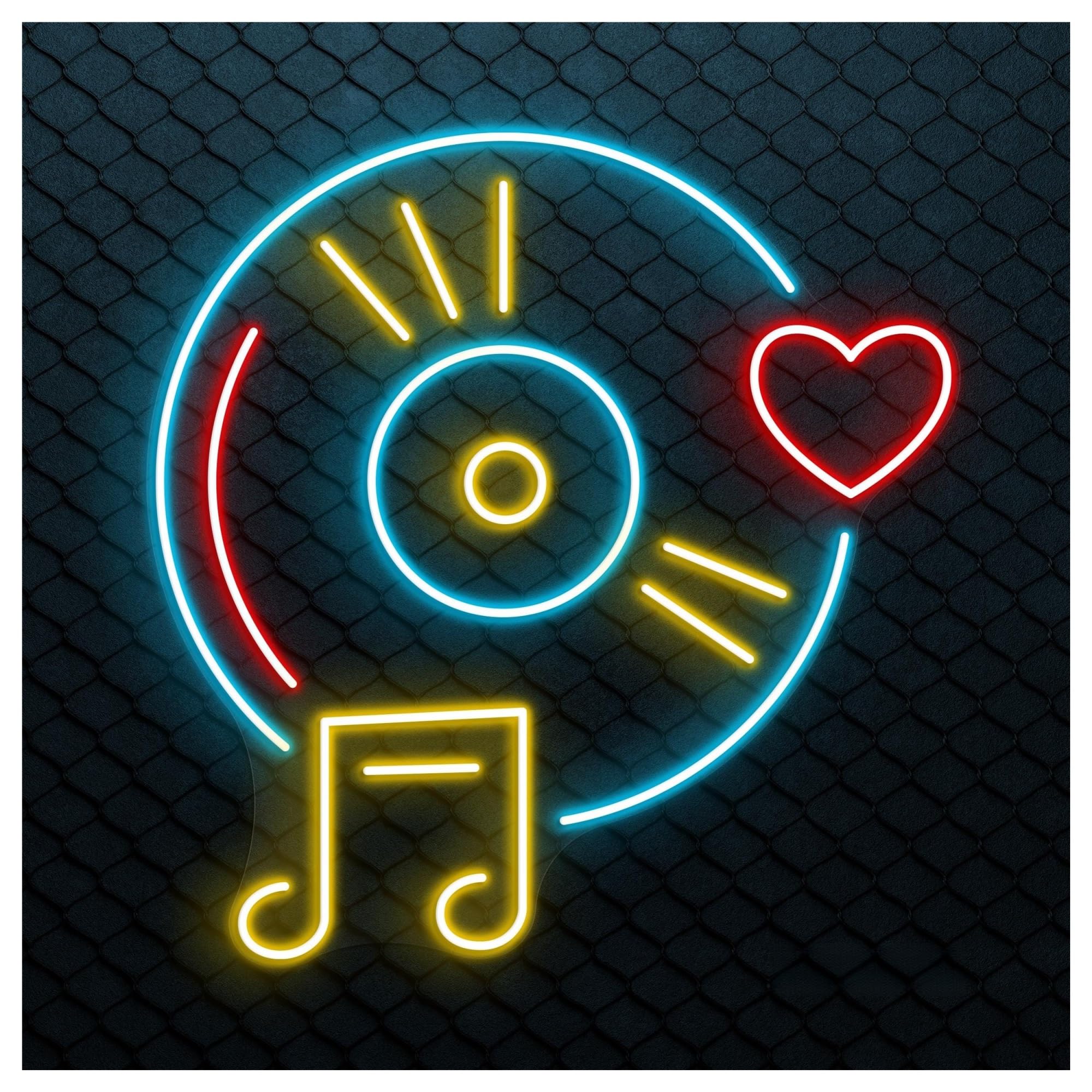 RONGCH Hanging Art Signs Music Record Neon Sign, Suitable for Bedroom Wall Decor with Brightness Adjustable 50cm