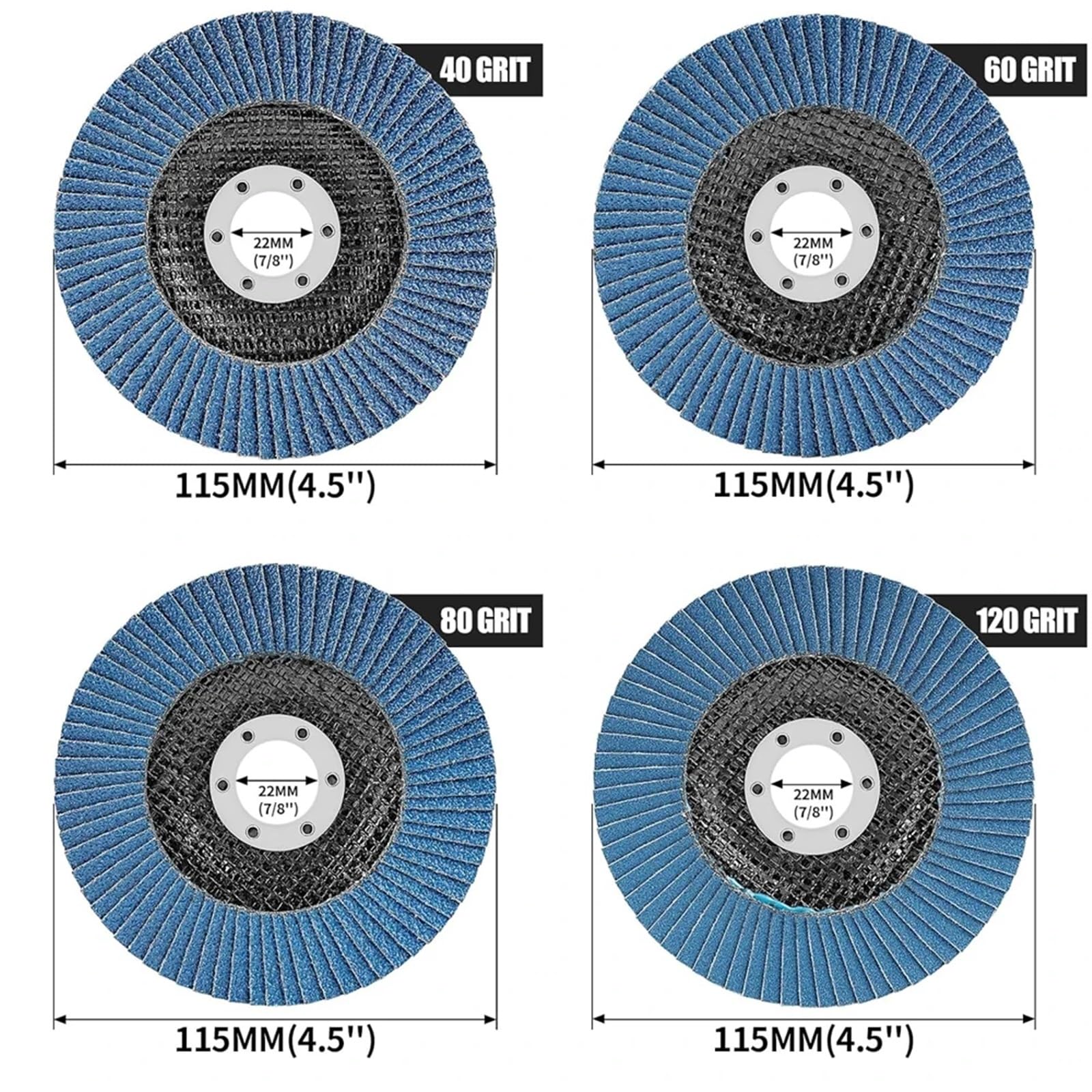 Tarcze listkowe szlifierki kątowej cyrkonu 115mm 1/3/9szt - 40/60/80/120 Tarcze ścierne do szlifowania ściernego(Grit 40,9pcs)