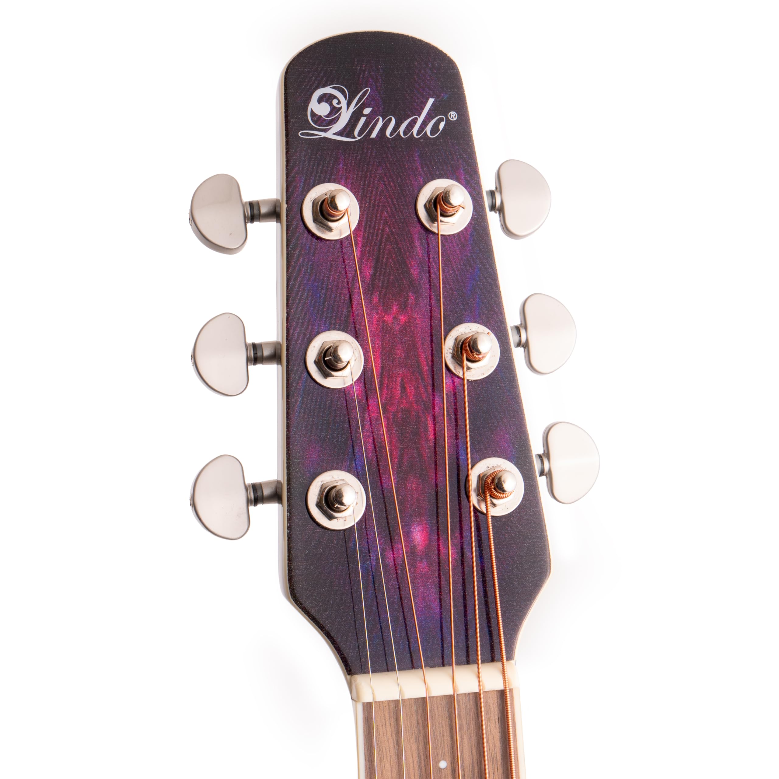Lindo Chitarra elettroacustica a forma di rondine per mancini in viola preamplificatore digitale Tuner/equalizzatore e custodia imbottita