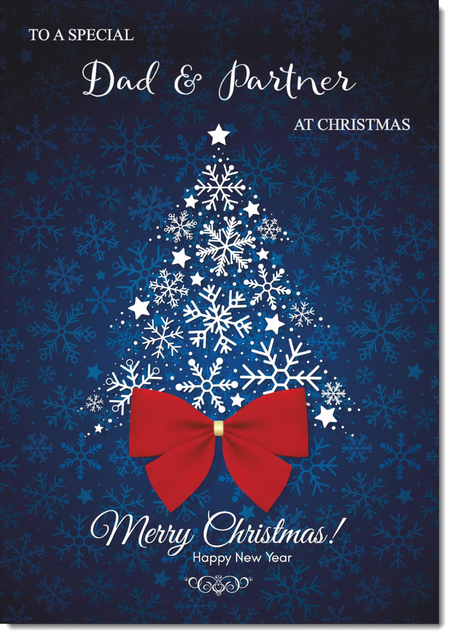doodlecards Dad and Partner Christmas Card Blue Abstract Christmas Tree Large A4 Size Christmas Card for Dad & Partner with Plain Envelope — image 1