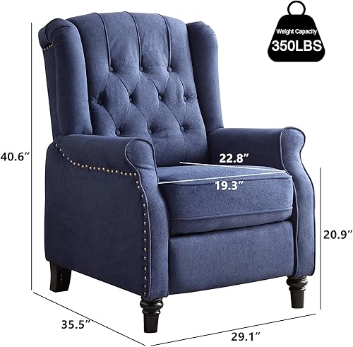 Miniatura 2 de EBELLO 2 piezas de sillas reclinables con respaldo, silla de brazo tapizada reclinable con decoración de remaches, sofá individual de acento para