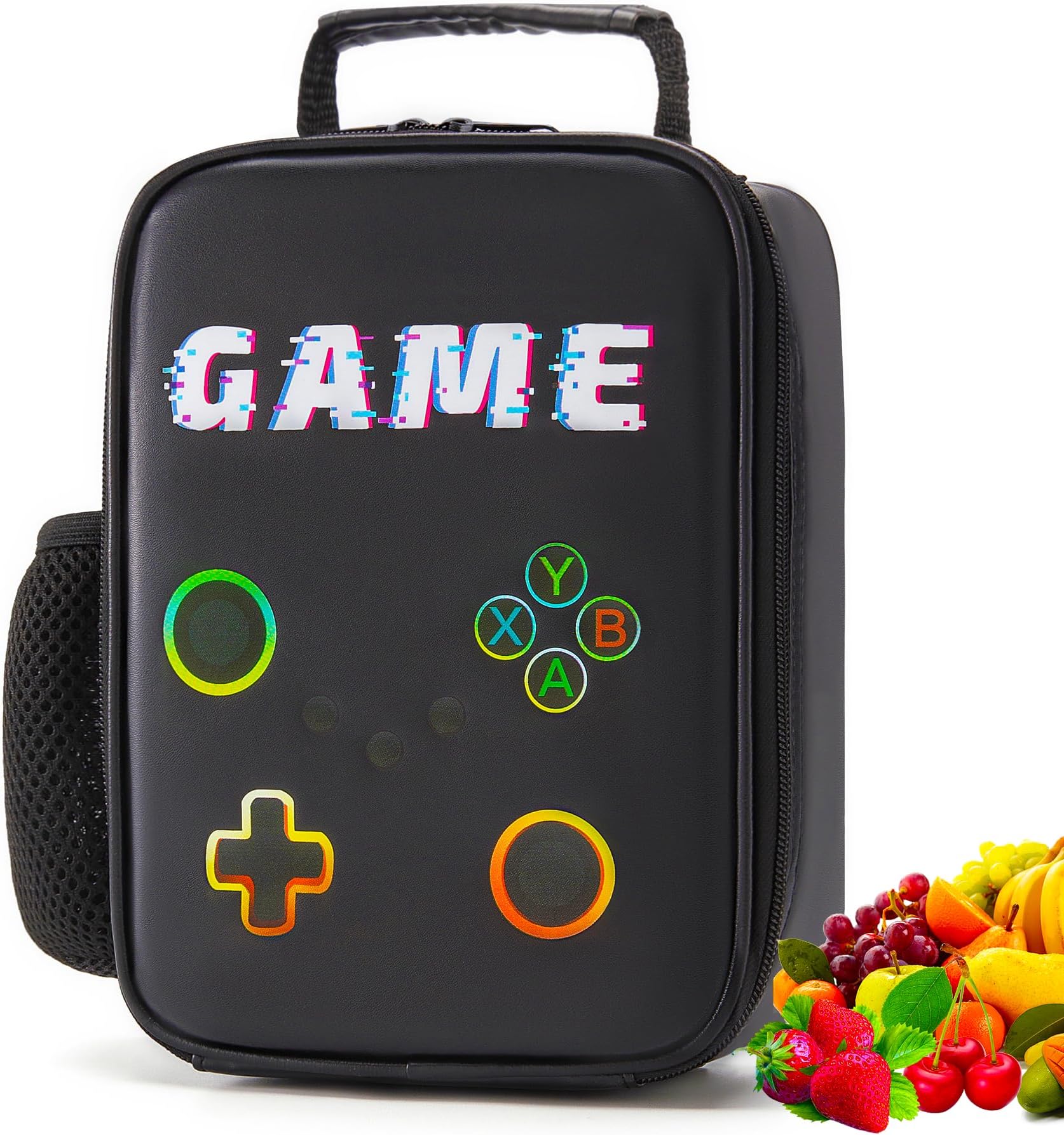 Tongtai Boy Lunch Box,Kids Lunch Bag Insulated Leather Game Lunch Box for School Thermal Meal Cooler Lunch Boxes for Boy Kid Teen