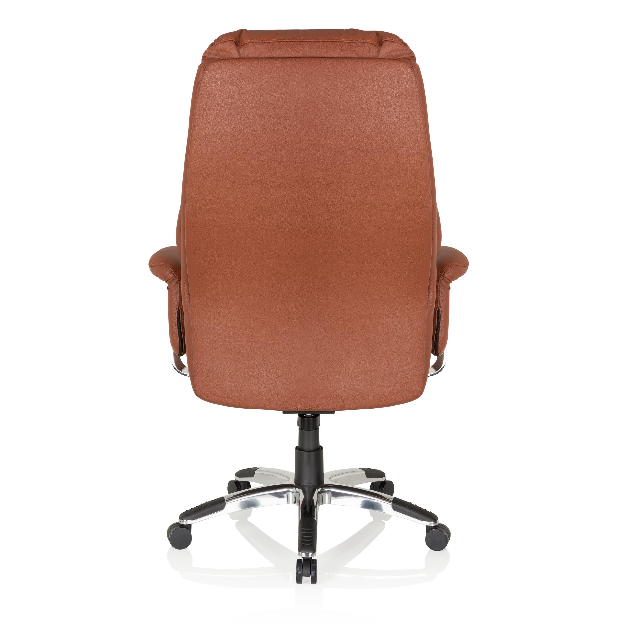 hjh OFFICE 608220 XXL Chefsessel Prado Echt Leder Braun Bequemer Bürosessel mit Dicker Polsterung, hohe Rückenlehne