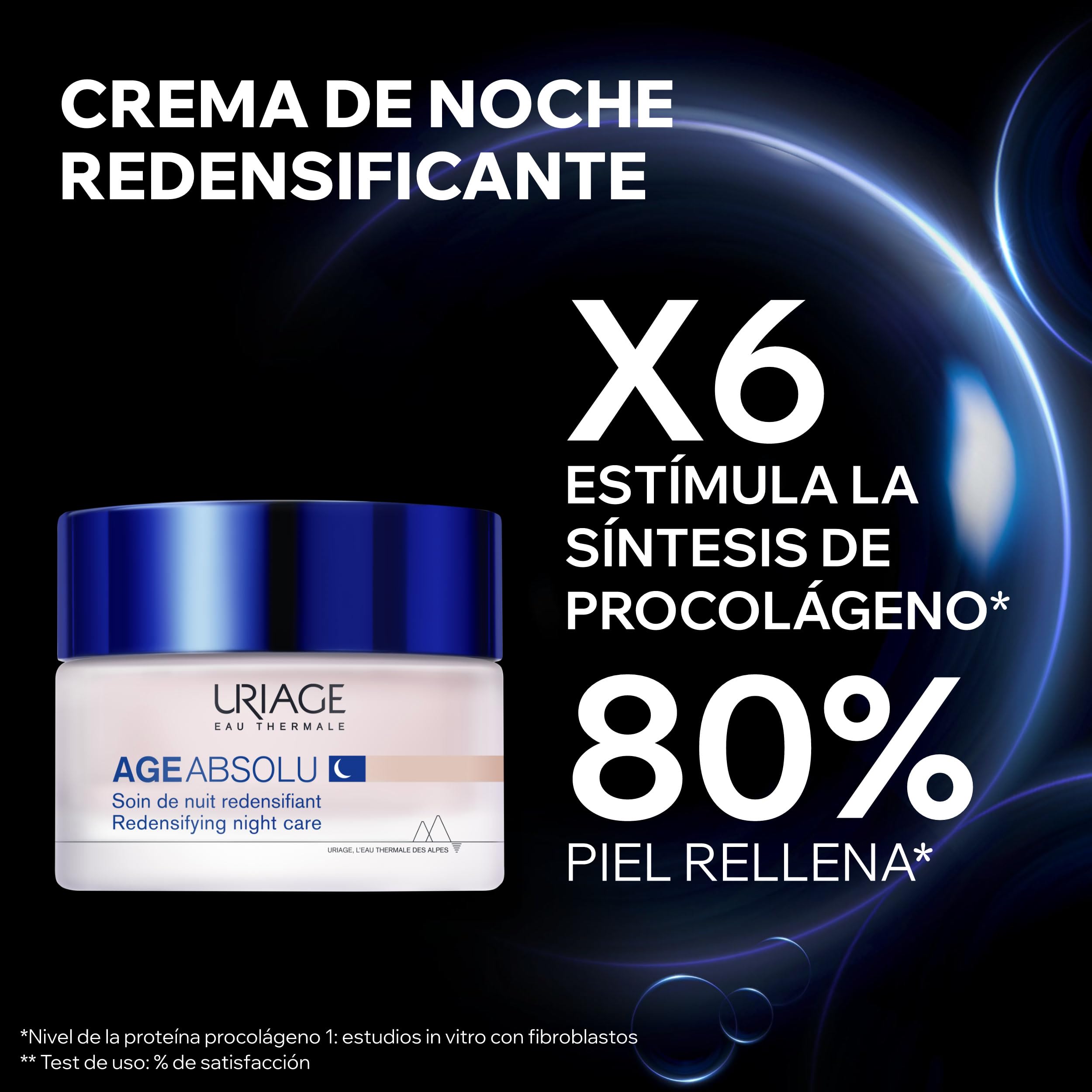 URIAGE AGE ABSOLU Mascarilla de noche reafirmante con Retinol, Ácido Hialurónico y Manteca de Karité – Booster Procolágeno X6 – Reduce visiblemente arrugas – Textura fresca y ultra cómoda