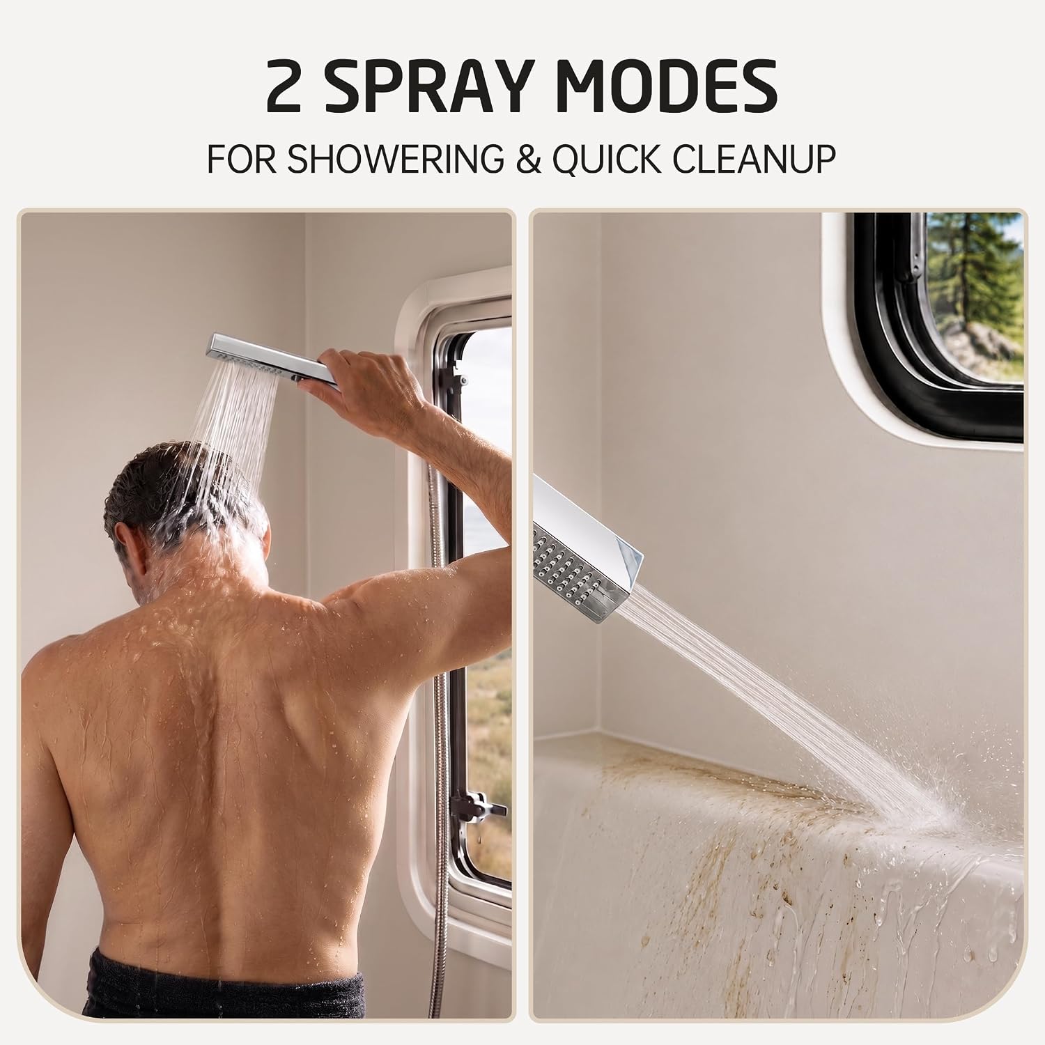 KES All Metal RV Tub Shower Diverter Faucet with Hose and Head 2 Spray Mode