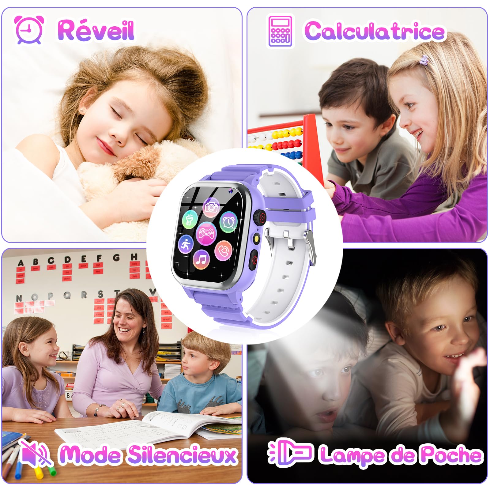 Montre Enfant 26 Jeux, Téléphone, Podomètre, Calories SOS Montre Connectée Enfant Garcon Garçons Filles Caméra HD, Lecteur de Musique, Vidéo, Cadeaux d'anniversaire