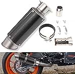 Universal Slip on Modified Exhaust Mufflers with Silencers Compatible with Motorcycle Grom ATV Dirt Bike Street Bike Scooter Pipe Diameter 38mm-51mm Exhaust,Carbon Fiber Silver
