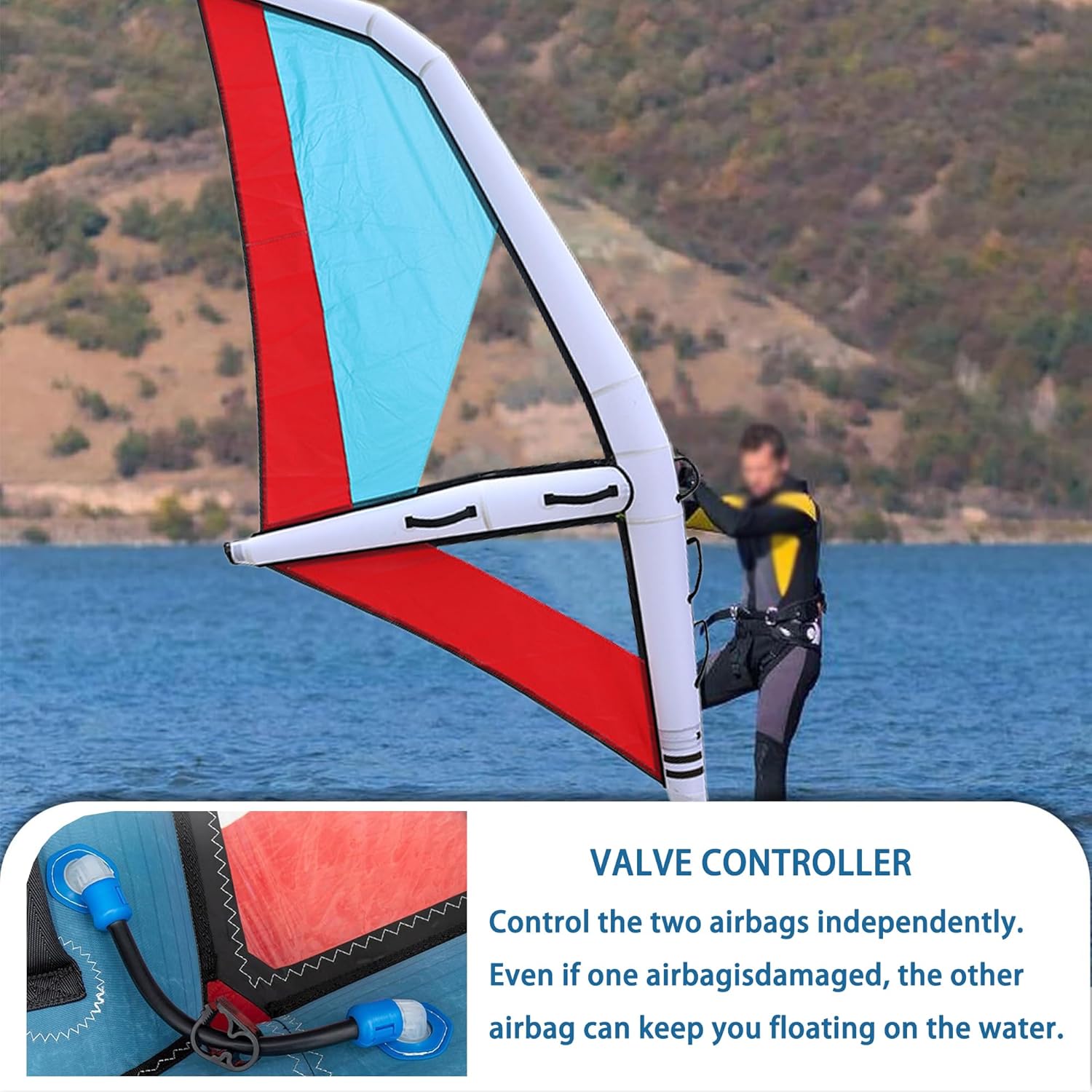 Inflatable Wing Foil Sail 4.2㎡ - Handheld Wind Wing for Wing Foiling, SUP & Kitesurfing - Portable Wingboard with Storage Bag & Leash - Lightweight Design for Beach & Water Sports
