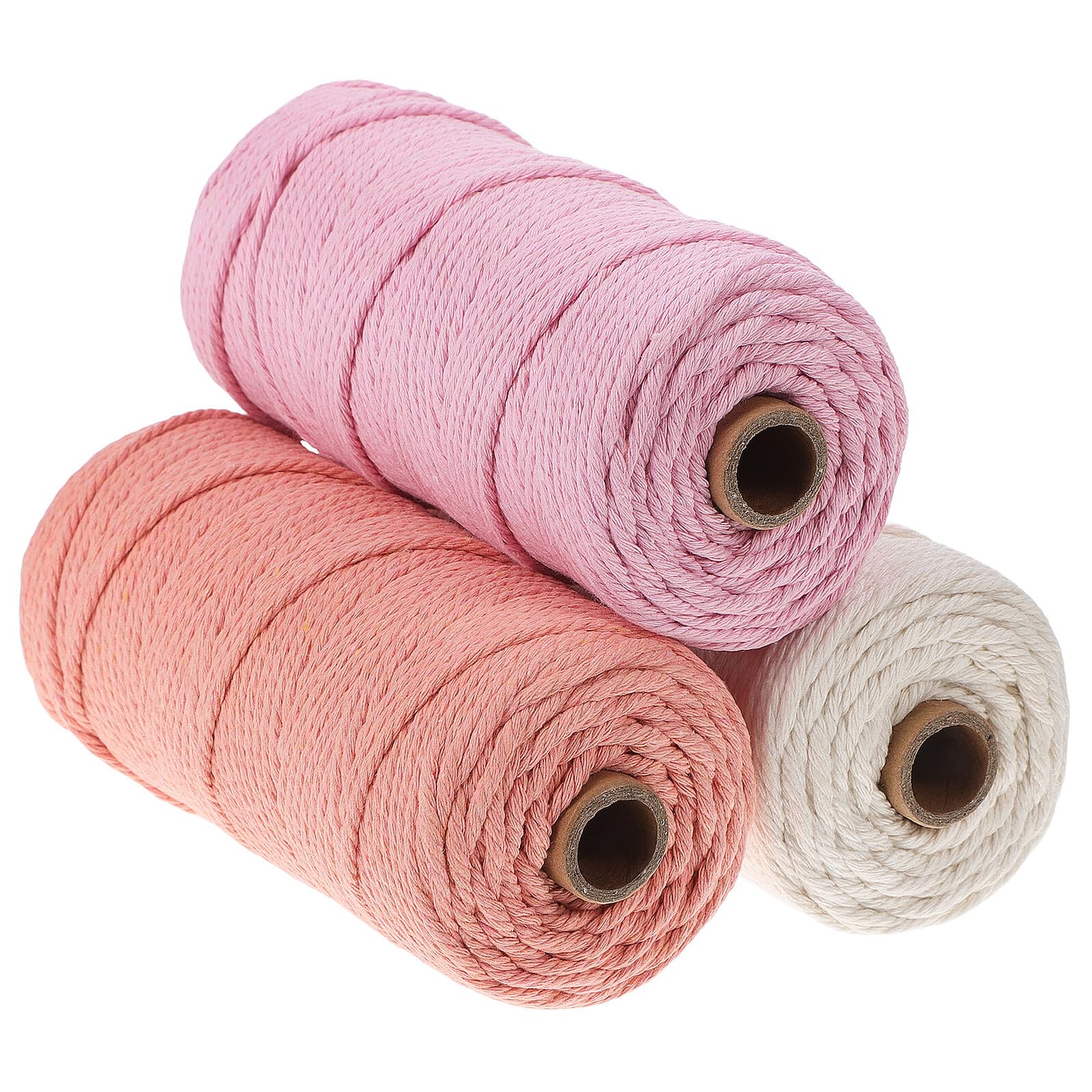 OUNONA 3 Stück Packung Farbiges Baumwoll Bastelkordel Makramee Garnset Stark und Formbeständig zum Häkeln für Dekoration im Handmade Bereich