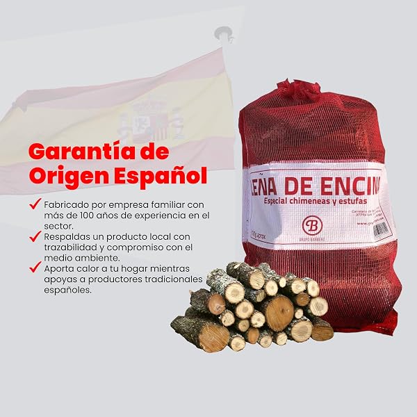 Leña Encina Saco 12kg Madera Dura Secada Horno Alto Rendimiento Calor Intenso Llama Duradera Ideal Chimenea Estufa Barbacoa Interior Exterior Combustión Lenta Baja Humedad Ecológica Limpia - 4