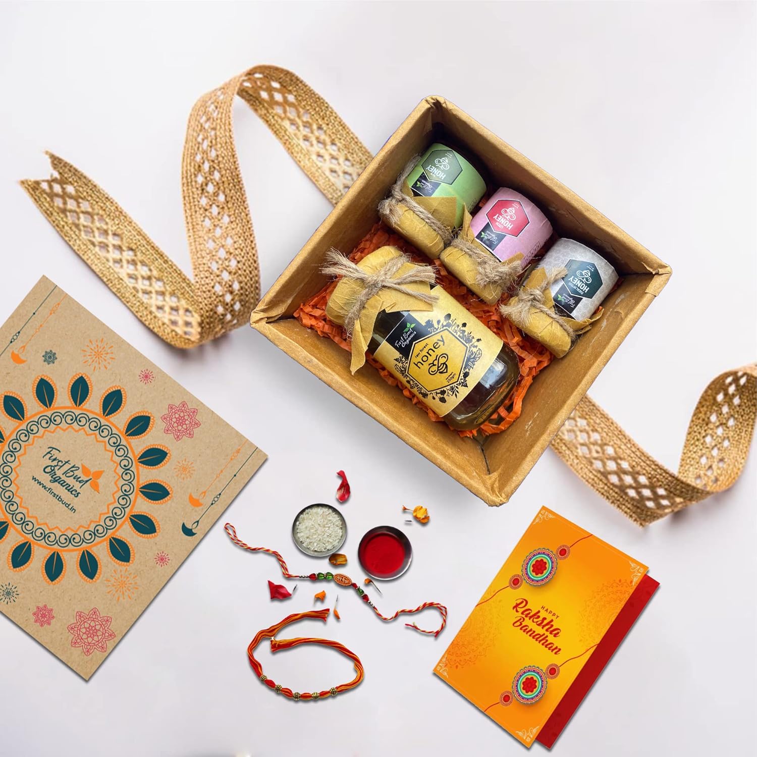 First Bud Organics Diwali Combo Gift Hampers - 4 Varieties Of Honey With  Card And Dia | Diwali Honey Gift Pack For Employees | Diwali Gift Items |  Gifts For Family And