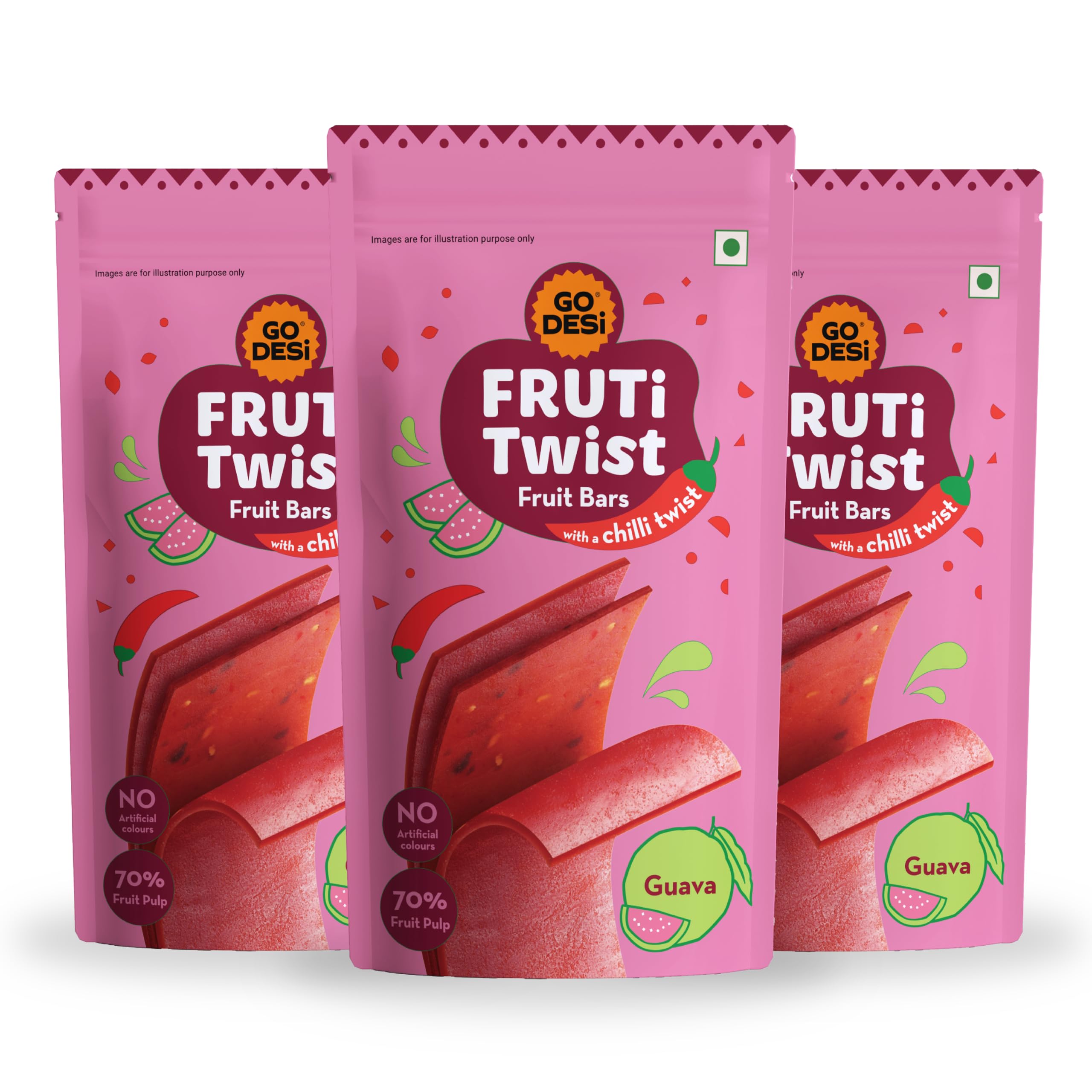 GO DESi Guava Fruti Twist Fruit Bars - 3 x Pack of 10 pieces, Papad, Fruit Jelly-picture-45