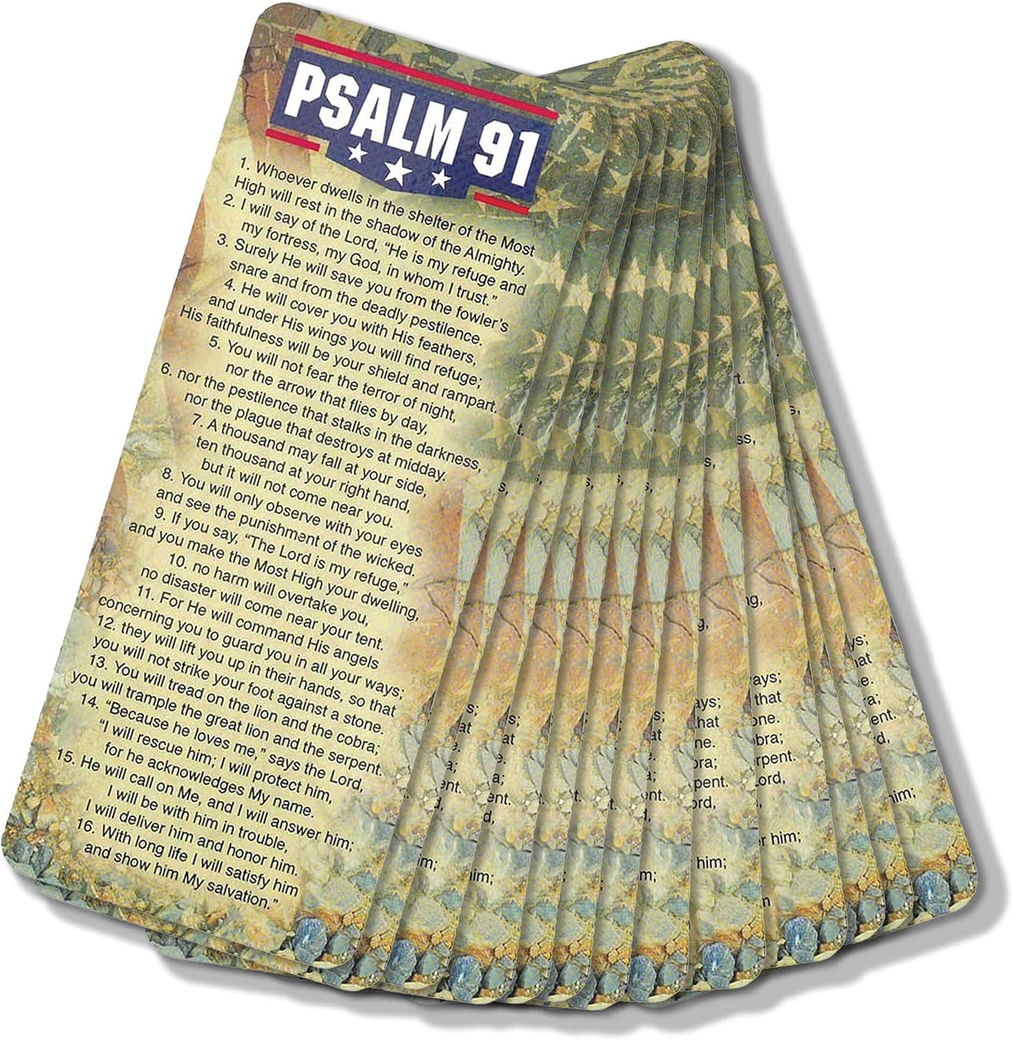 Psalm 91 Full Verse American Flag Detail Cardstock Bookmarks, Pack of 12
