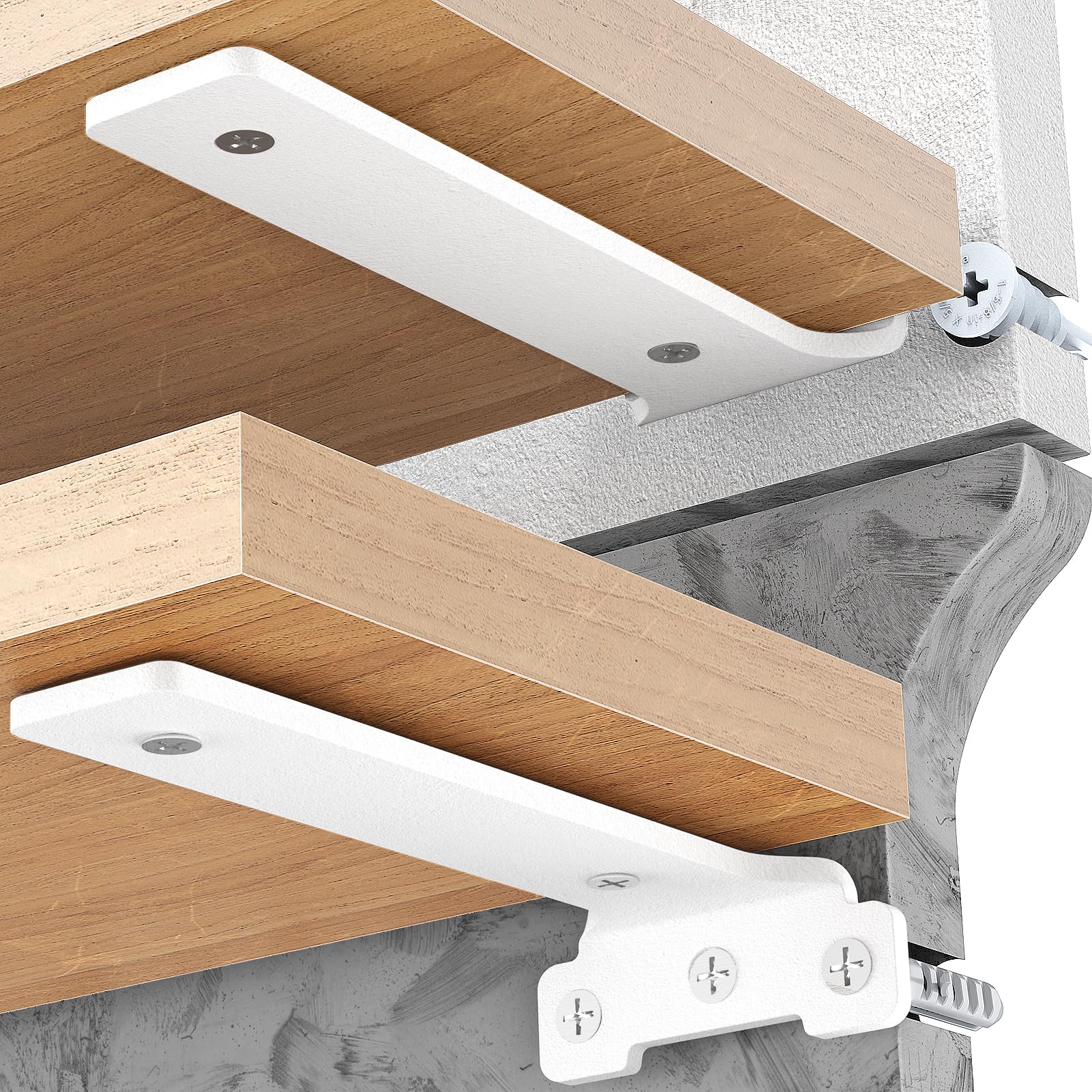 Yeabett 4 stück Regalhalter 10cm, Regalträger Metall mit Schrauben, 70 Kg Tragkraft, Weiß