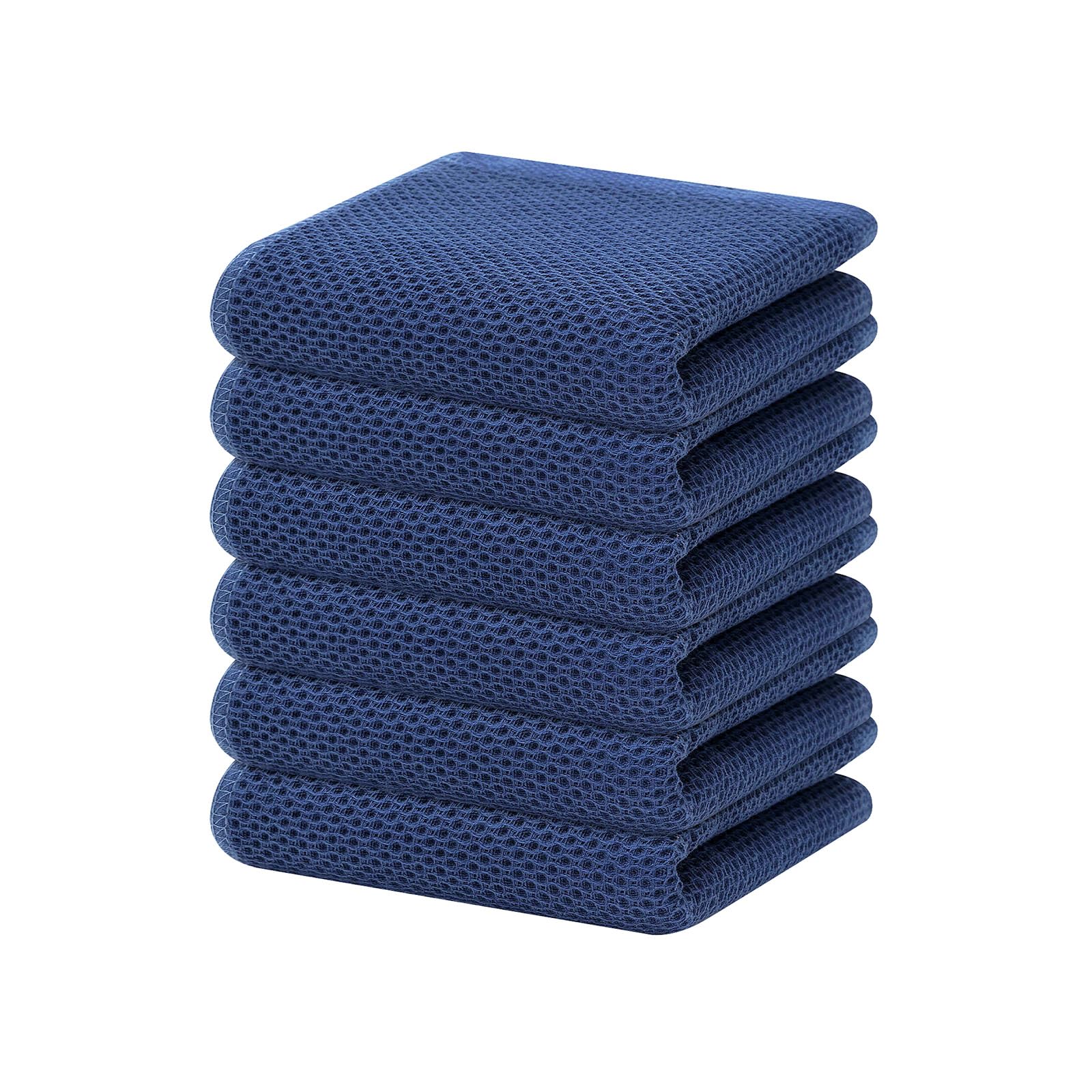 Homaxy 100% Cotton Waffle Weave Kitchen Dish Towels 6-Pack, Navy Blue