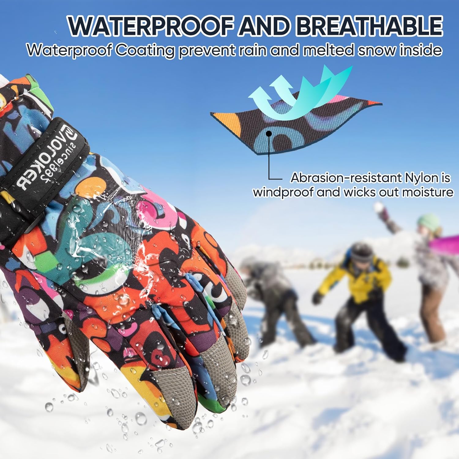 Kids Ski Snow Gloves Waterproof Winter Cold Weather Windproof Warm Snowboard Sport Mittens for Boys Girls - Image 5