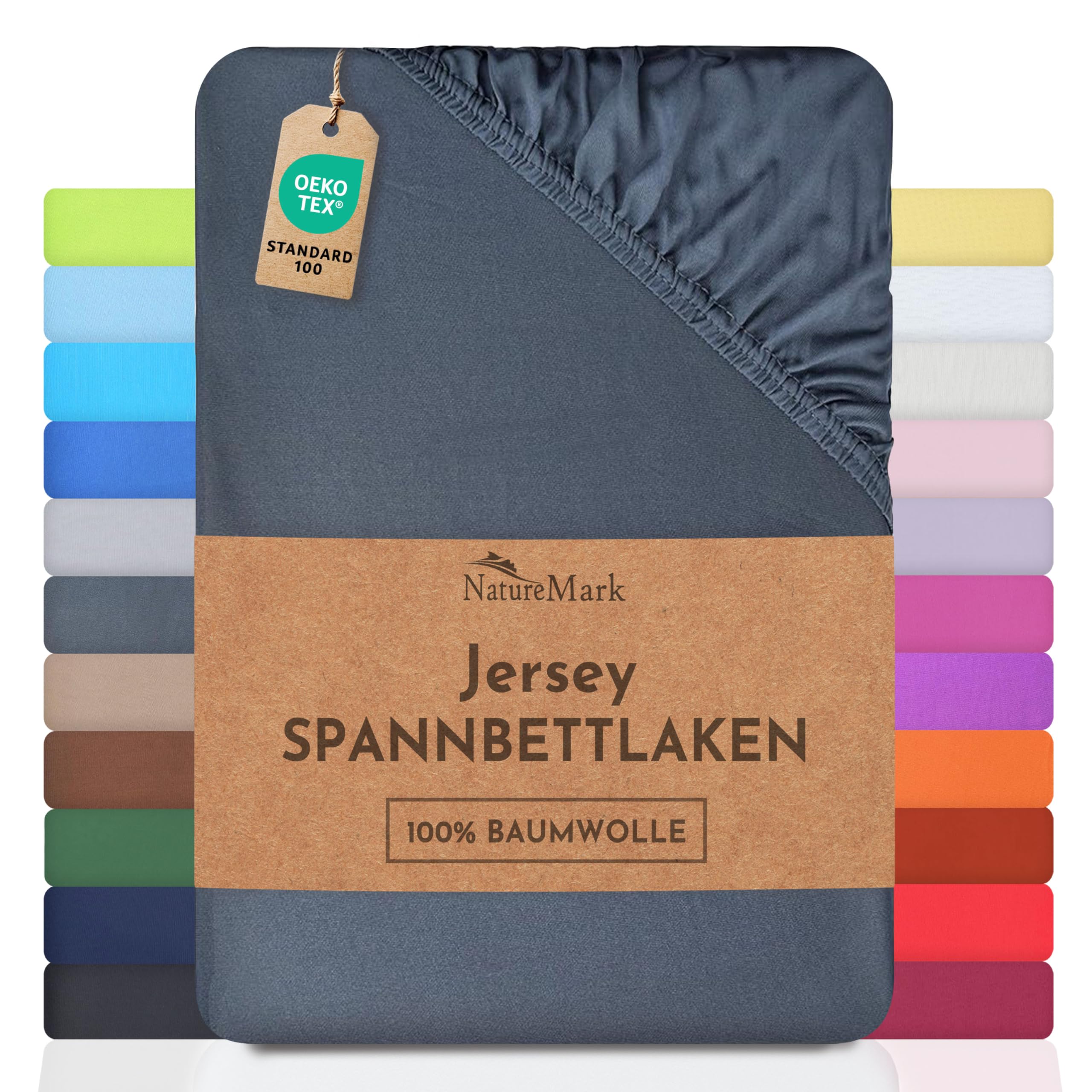 NatureMark Kinder Jersey Spannbettlaken, Spannbetttuch 100% Baumwolle in vielen Größen und Farben MARKENQUALITÄT ÖKOTEX Standard 100