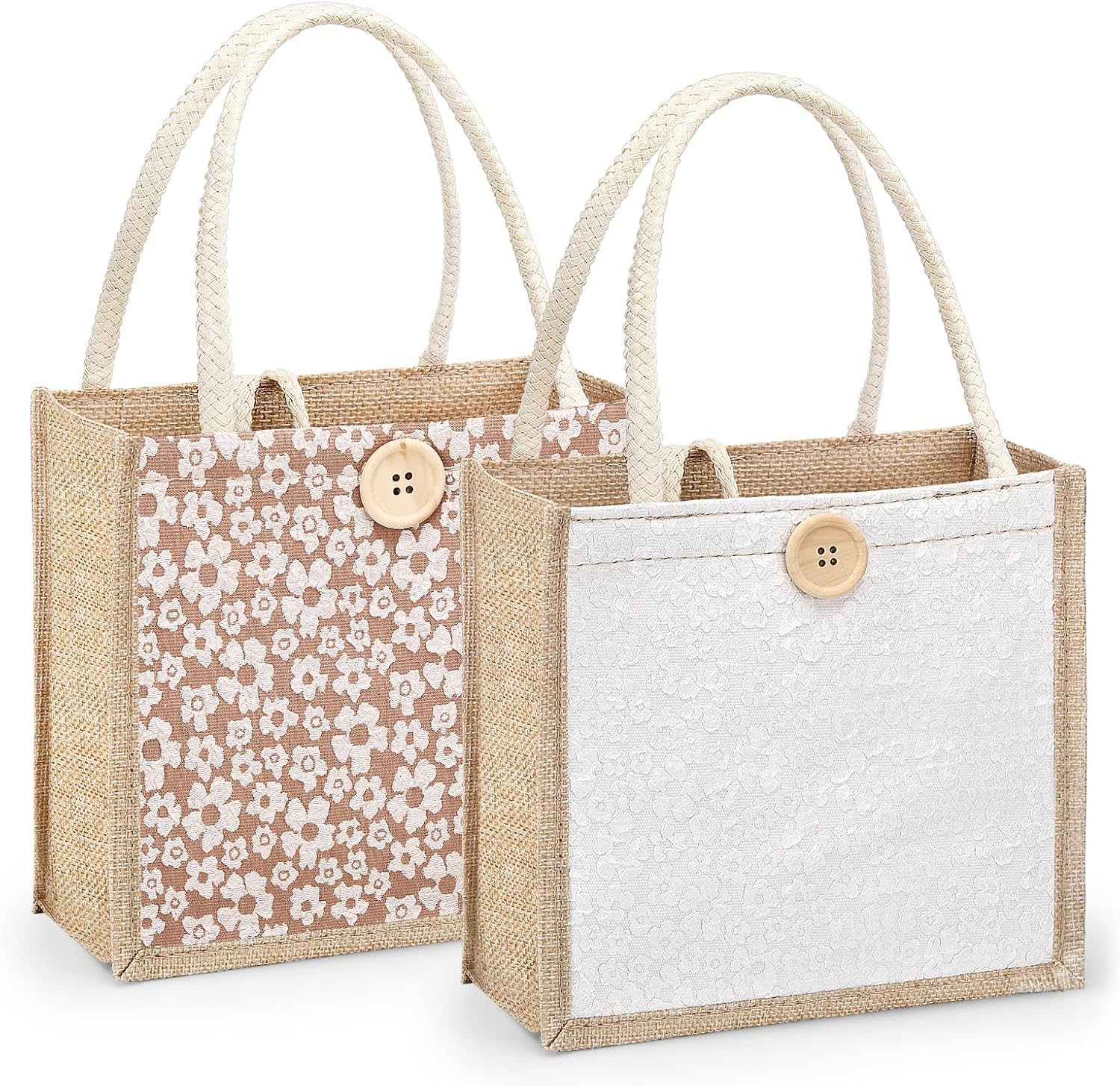 Women Tote Bag,2Pcs Jute Casual Tote’s Handbag Embroidered Personalized Bento Bag,Reusable Grocery Bags Shopping Bags