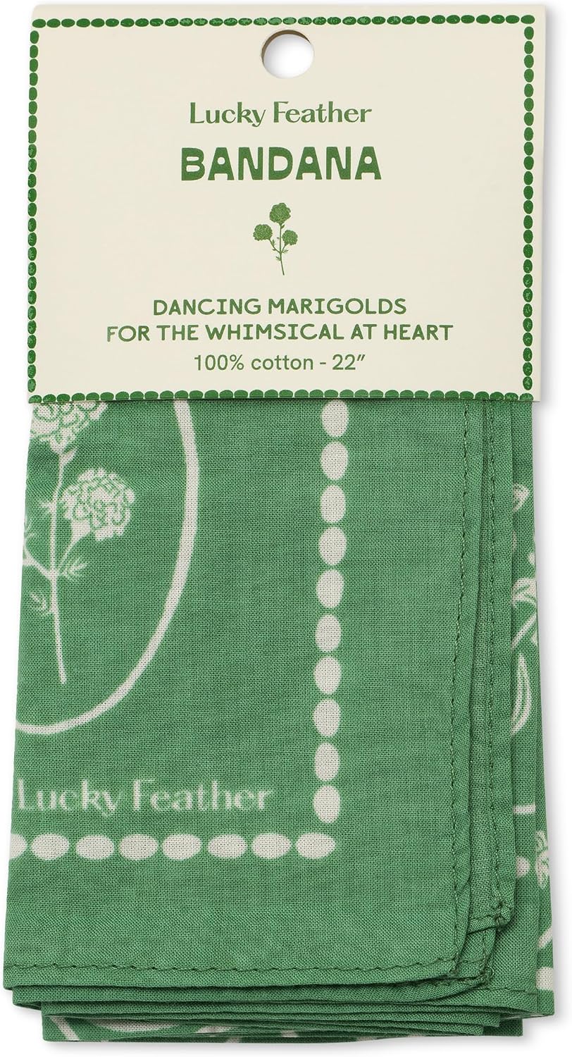Lucky Feather 100% Cotton Bandanas - Versatile Head Wraps & Fashion Accessories for Mindfulness & Self-Care Gift | 22x22 Inch (Green) image 2