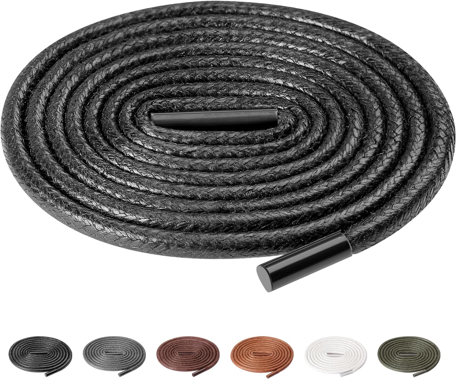 UpUGo1 Pair Waxed Round Shoe Laces, 3/32" Thin Formal Business Oxford Shoelaces for Men or Women's Dress Shoes