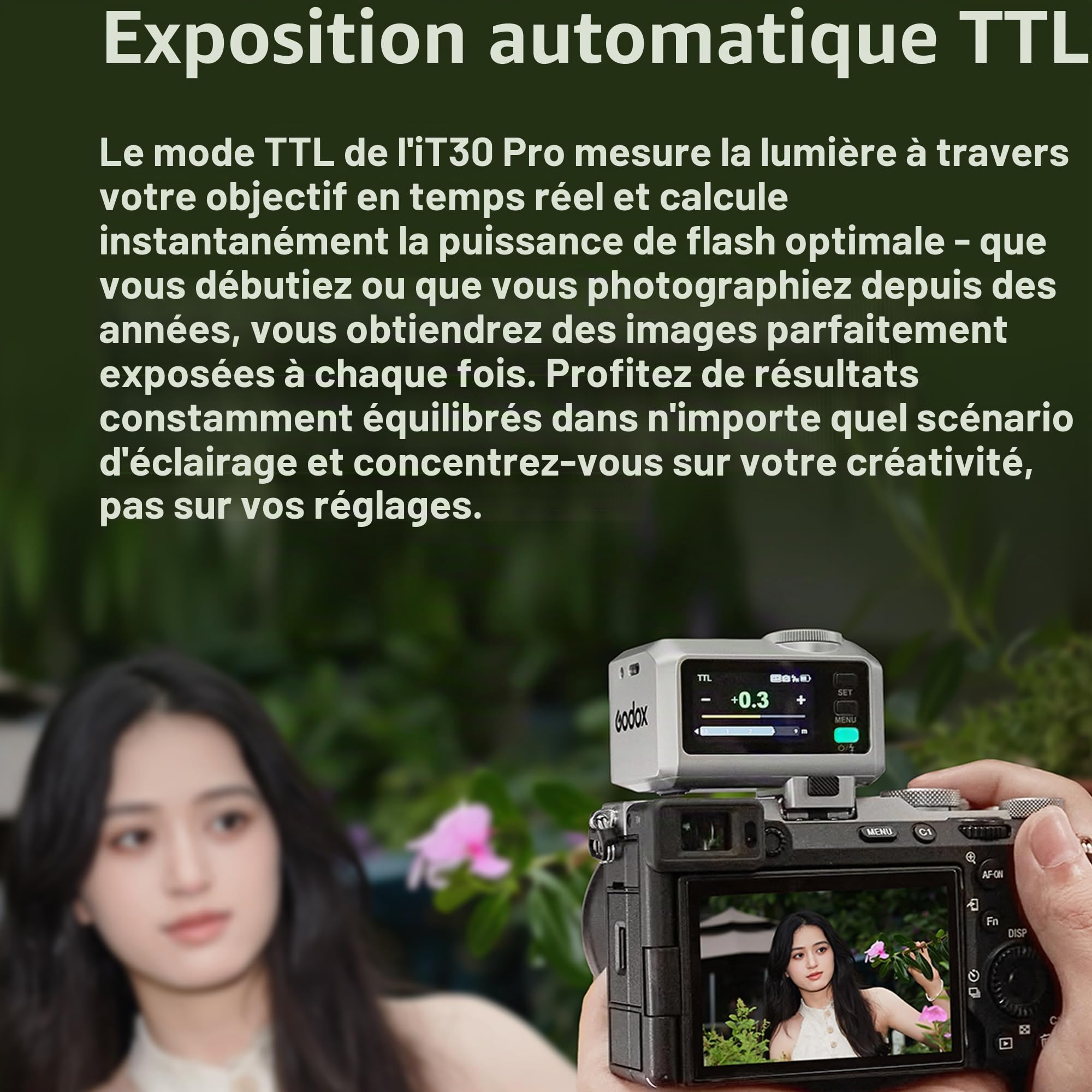 GODOX iT30Pro O TTL Flash pour appareil photo 2,4 GHz HSS 1/8000s GN15 avec écran tactile prend en charge les modes maître et récepteur Diffuseur intégré pour appareils photo Olympus