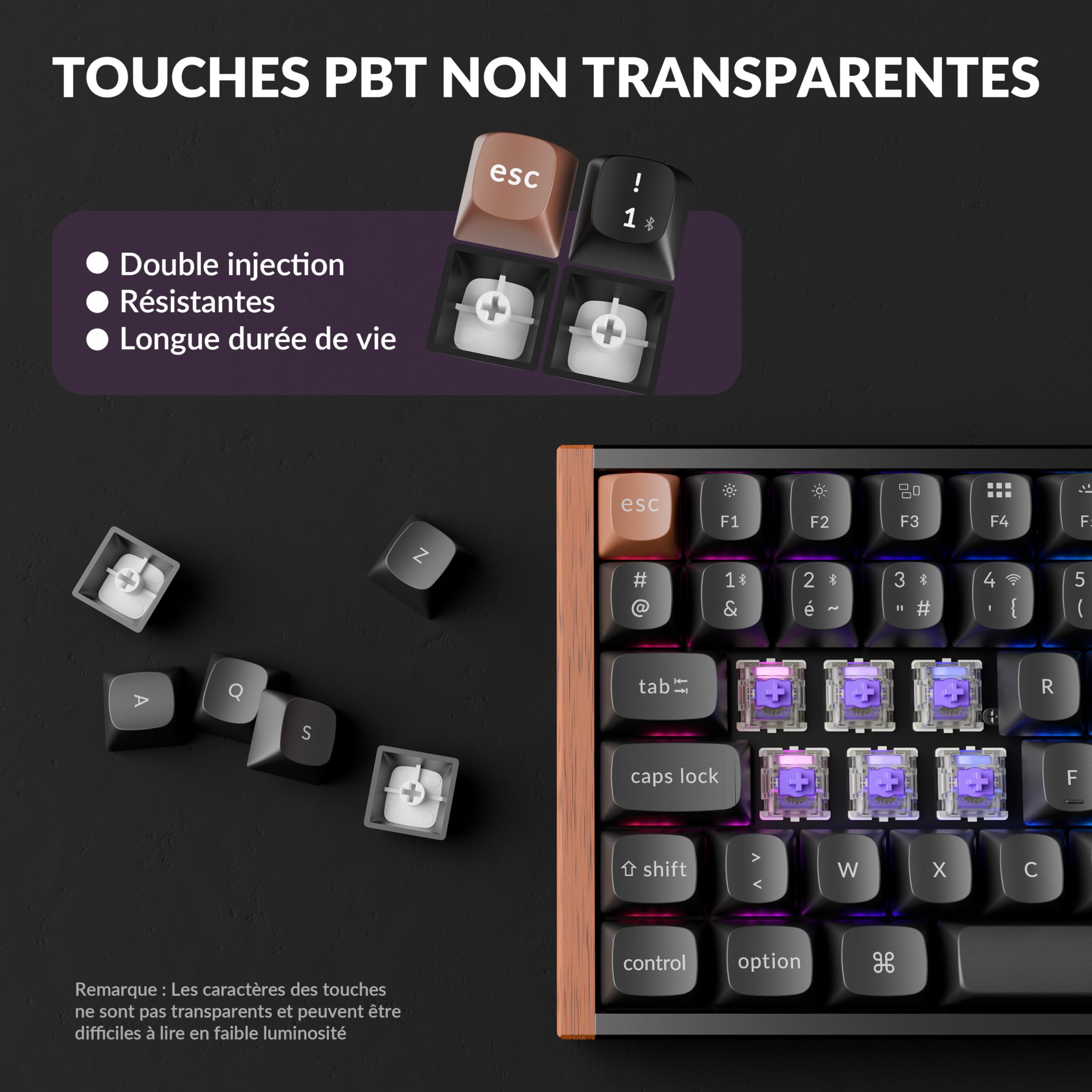 Keychron K2 HE Clavier sans Fil 2,4 GHz, 75% Clavier Gamer AZERTY Français, RGB, Hot-Swap, QMK/Via, Interrupteurs Magnétique Gateron À Double Rail Nebula pour Mac/Windows, Édition spéciale - Noir