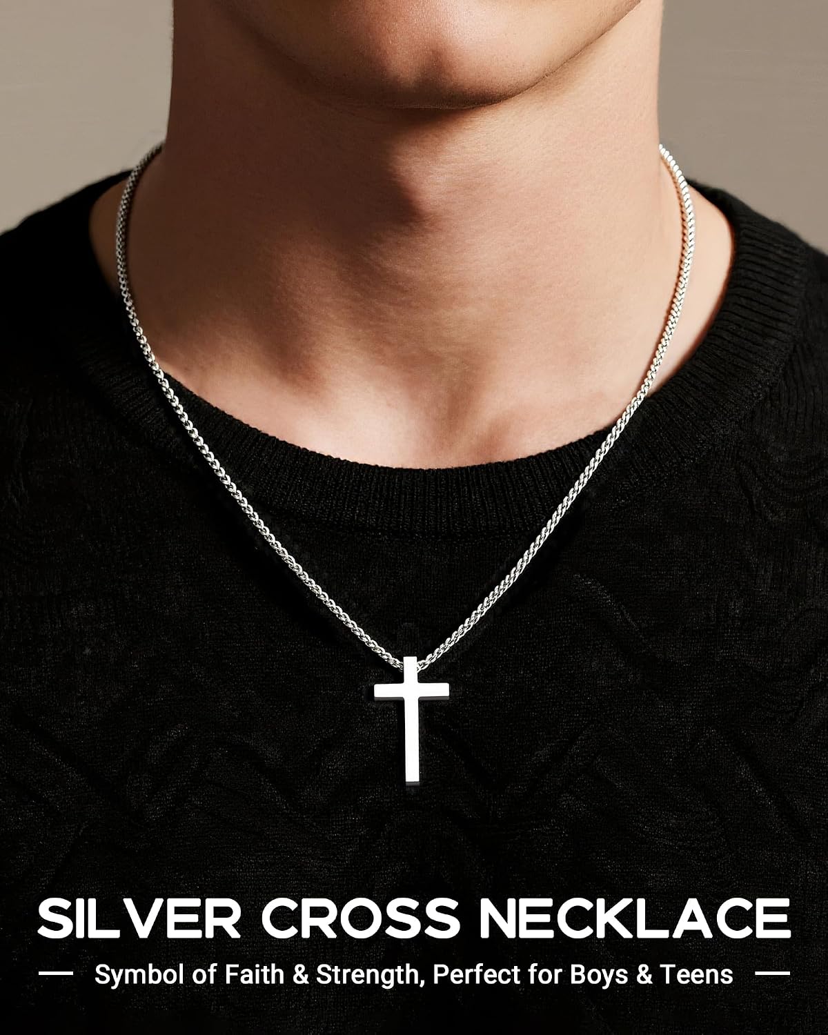 You Are God's Gift to Me - Silver Cross Necklace for Son/Grandson, Christian Christmas Birthday Gifts