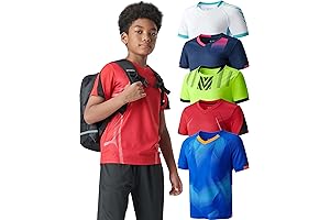 5 Pack Youth Dry-Fit Activewear Performance Athletic T-shirts for Boys