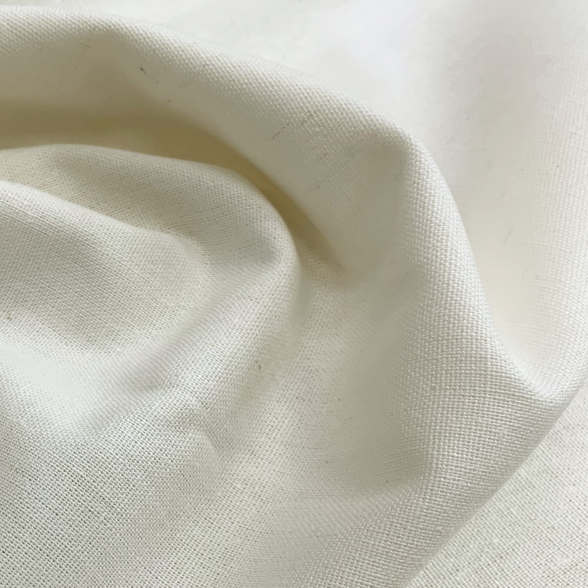 Glamour Secrets Ltd White Linen Mix Fabric - Cream Ivory - Plain Linen Blend Craft Fabric Material Metre