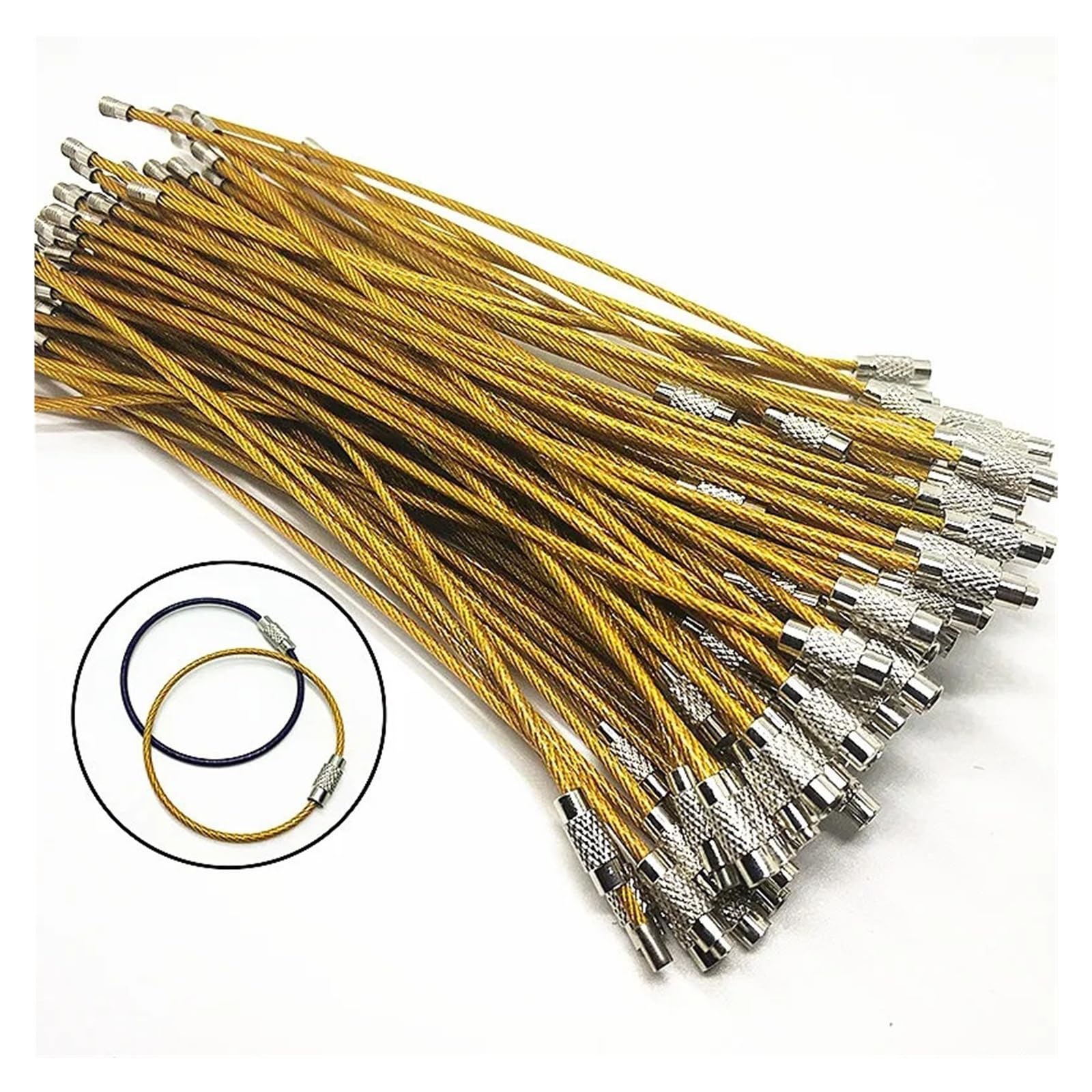 Yvxotrxnk Kabel do breloczków ze stali nierdzewnej 2 mm z blokadą śrubową 15 cm Heavy Duty for Outdoor Camp Hiking EDC Key Tools