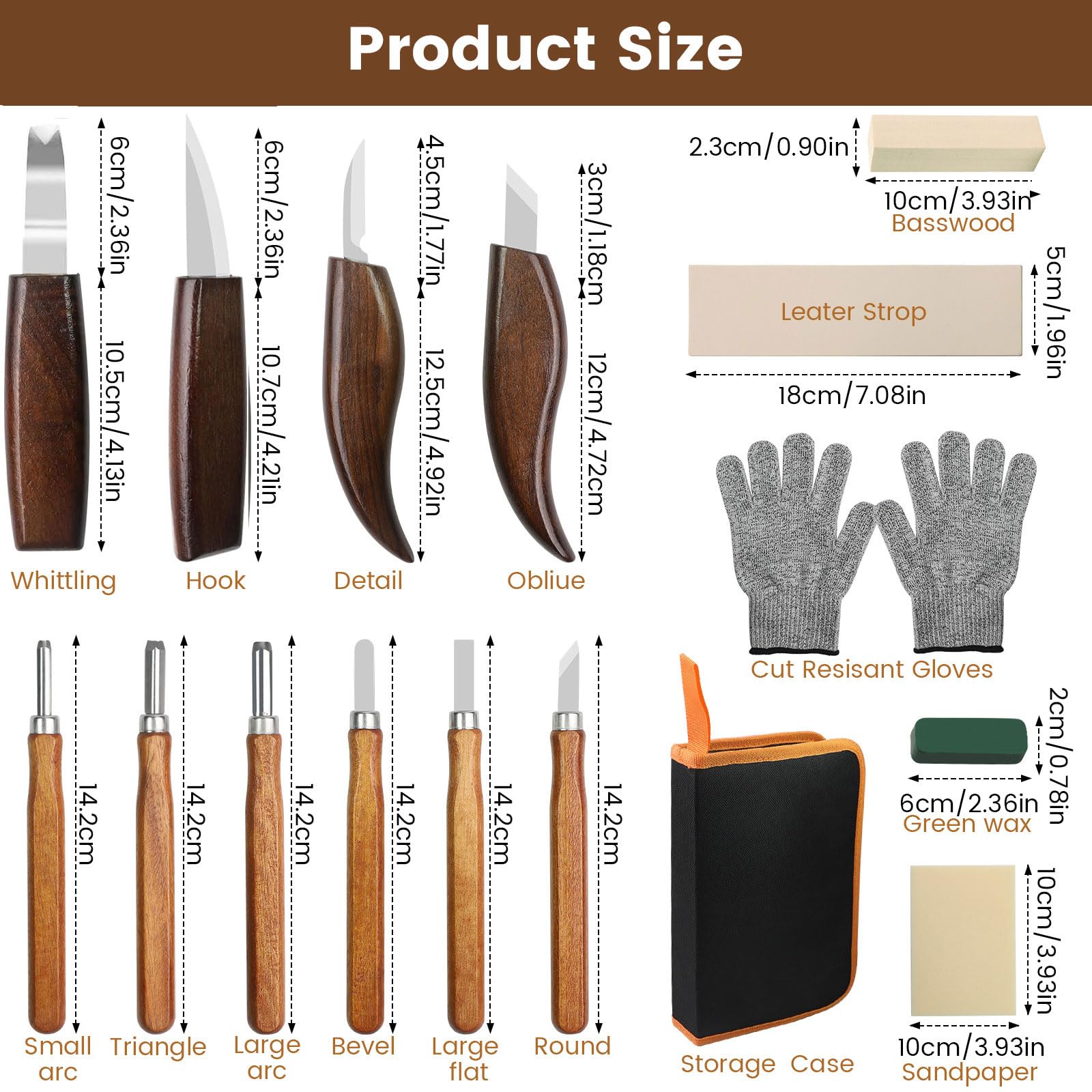 Kit Sculpture Bois 17pcs, Ensemble D'outils De Sculpture Sur Bois | Kit Sculpture Sur Bois Avec Couteau Sculpture Bois Et Ciseaux à Bois, Outils Bricolage Pour DéButants Et Professionnels
