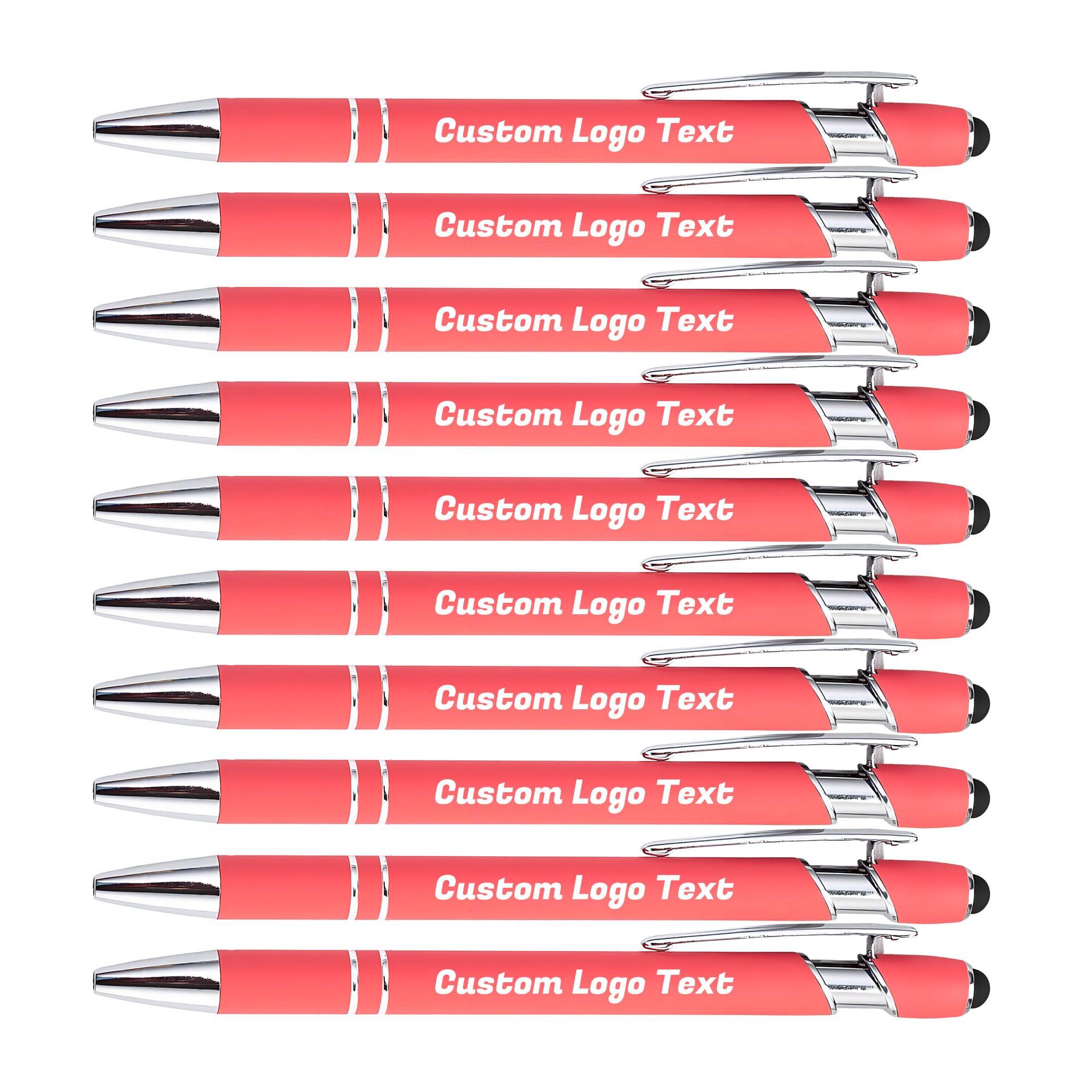 HEYZARDA Stylo Personnalisé avec Nom Text Logo avec Stylet Pour Écran Tactile pour École de commerce Bureau Événements Réunion Église Mariage 100 Pcs, pêche — image 1
