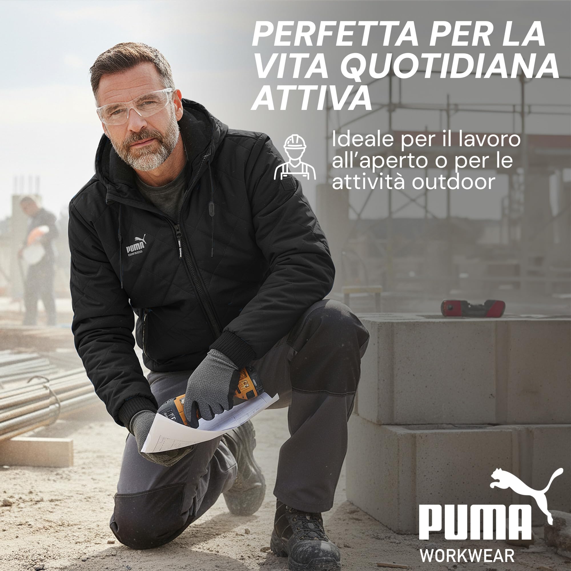 PUMA WORK WEAR Giacca da Lavoro con Cappuccio - Giacca Invernale - Isolante, Traspirante e Idrorepellente