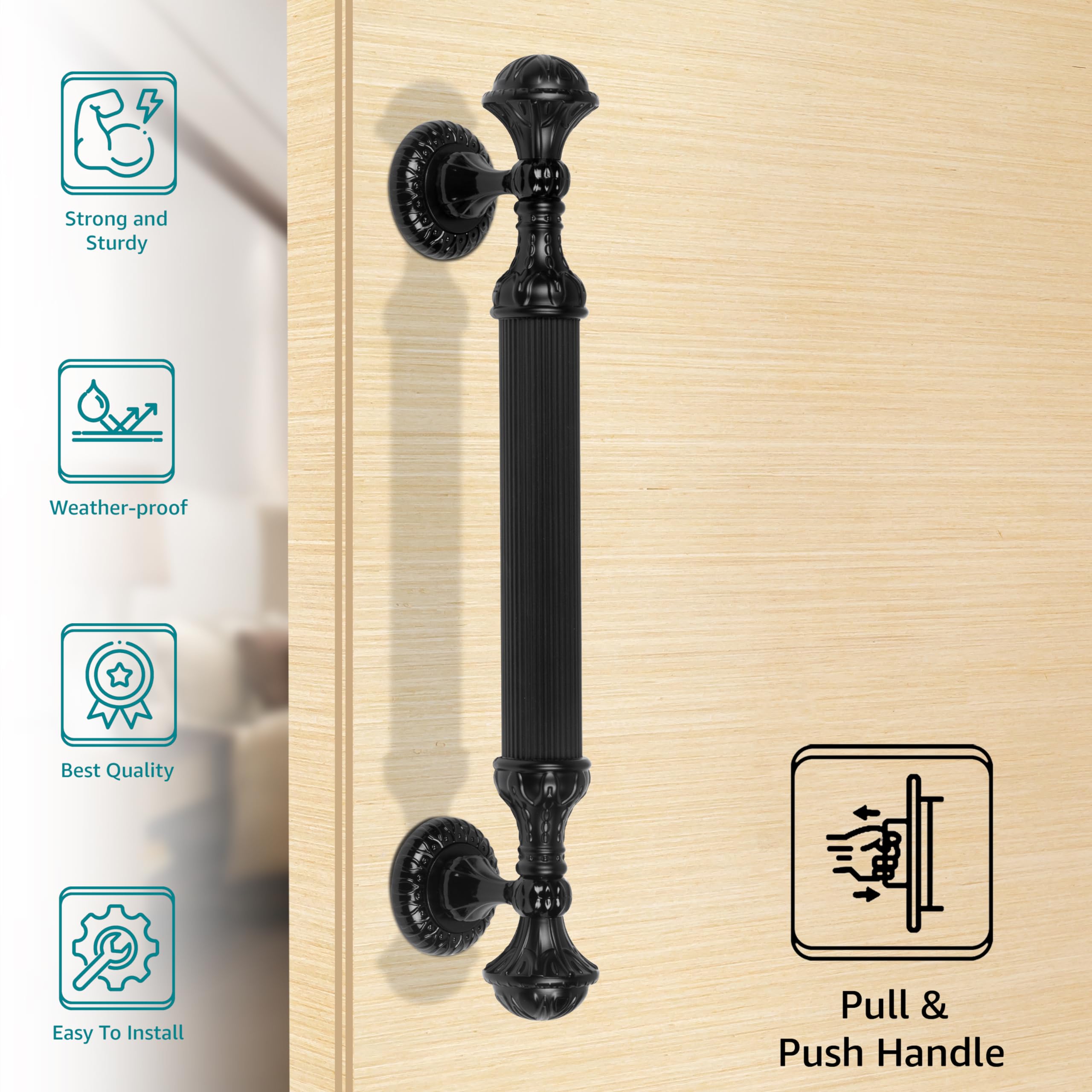 Plantex Heavy Duty Main Door Handle/Door Handle for Main Door/15-Inches Main Door Handle/Pull Handle - Pack of 1 (320-Black Finish) - 3 Years Warranty — Amazon image 2