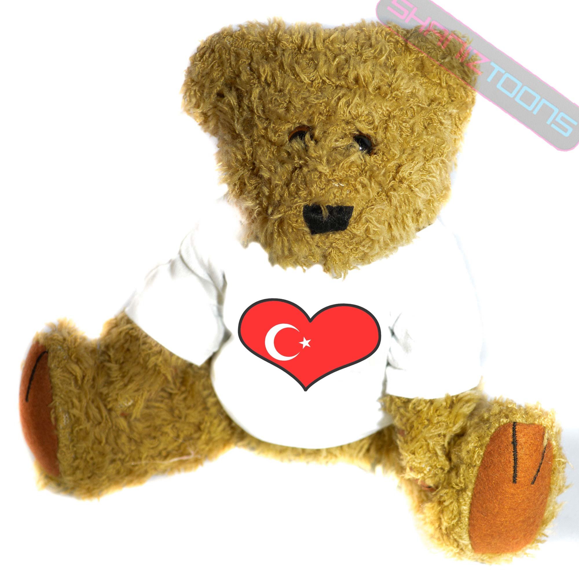 shaniztoons Turkey Love Heart Flag Mascot Gift Teddy Bear