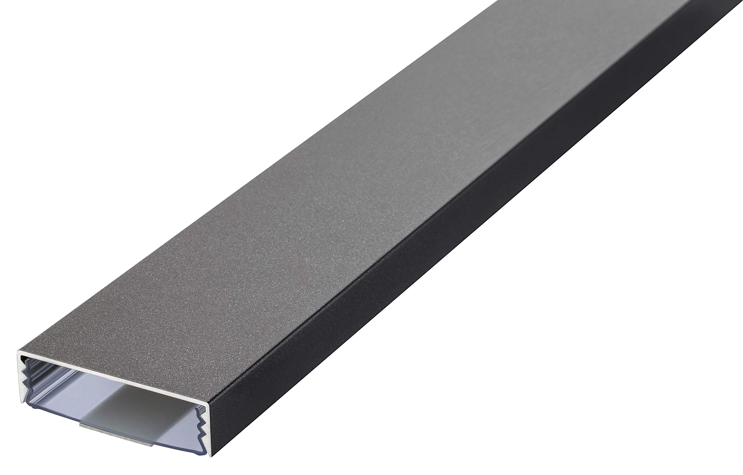 Flacher Design Aluminium Kabelkanal lackiert in Titanium Anthrazit Seidenmatt selbstklebend 50 mm x 15 mm Alunovo Kabelschacht Leitungskanal Installationskanal (Länge: 120cm)