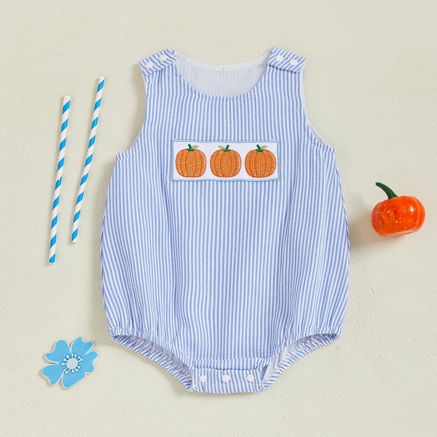 Baby Boy Girl Pumpkin Patch Outfits Newborn Plaid Smocked Bubble Romper Halloween Outfit Infant Thanksgivng Clothes - Image 8