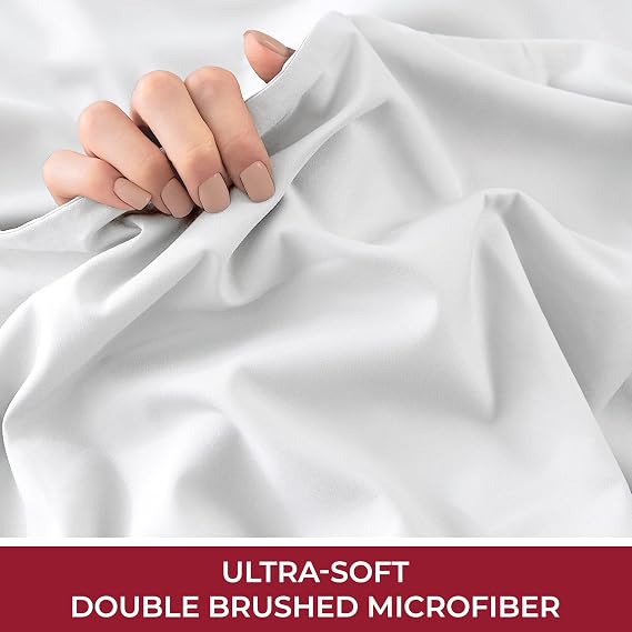 Mellanni Queen Bed Sheet Set + Bed Skirt Bundle&Save - Hotel Luxury Bedding Sheets & Pillowcases - Bundle Includes: 4pcs Bed Sheet Set and 15-Inch Tailored Drop Pleated Bed Skirt (Queen, White)