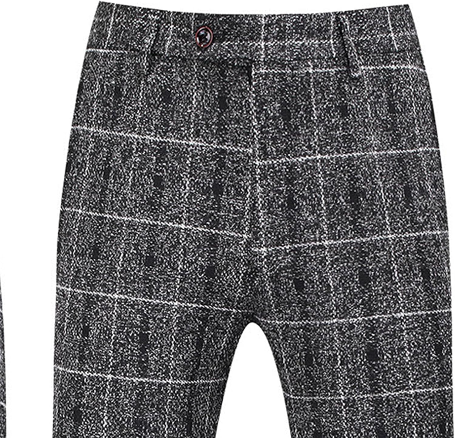 JEsilunmaMY Men's Tweed Plaid 3 Piece Suit Set Slim Fit 1 Button Jacket Vest & Pant Formal Wedding Prom Groom Tuxedo Suits