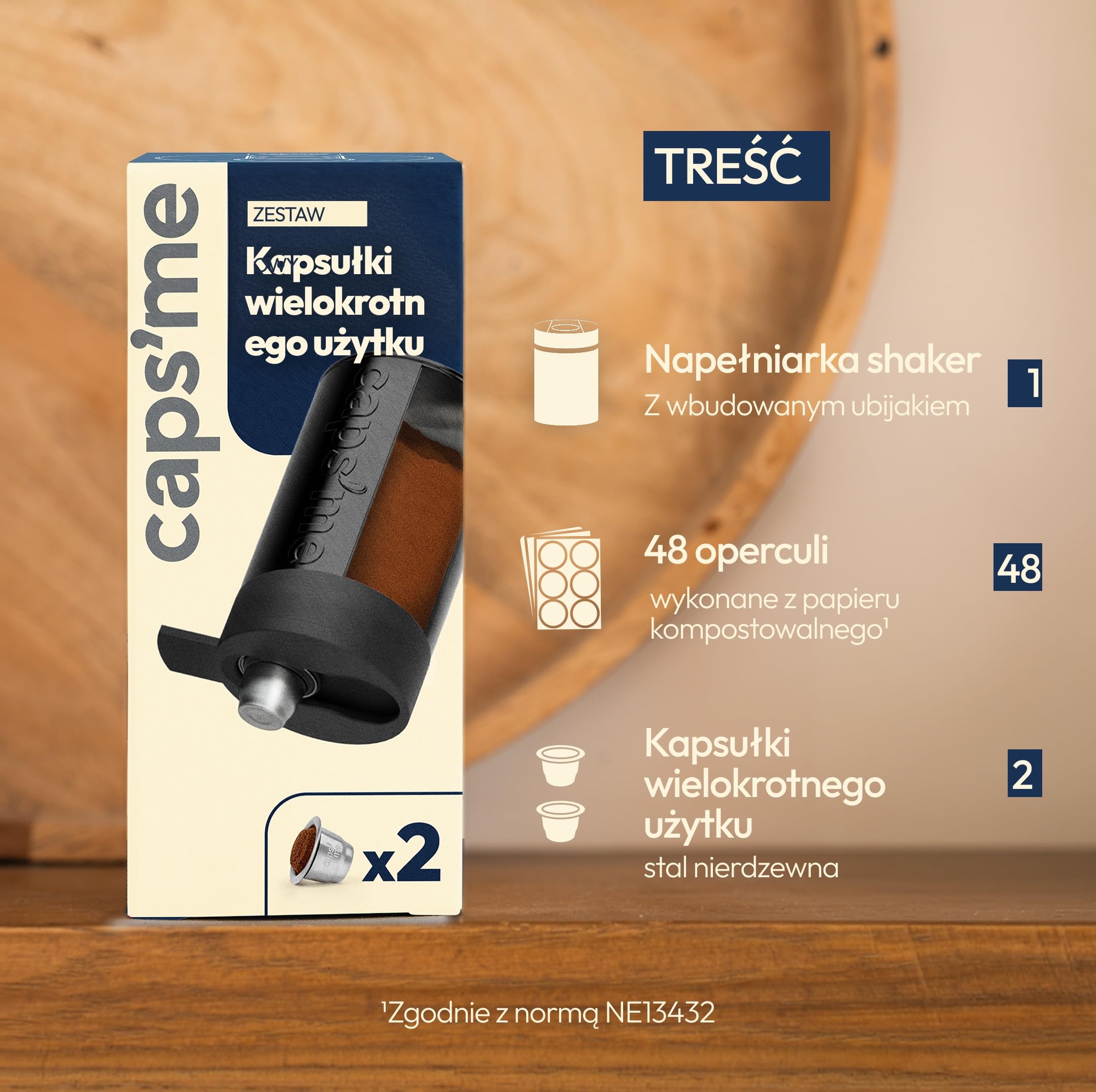 CAPSME - Zestaw kapsułek wielokrotnego użytku, kompatybilny z Nespresso Original, (2 kapsułki ze stali nierdzewnej + 48 papierowych wieczek)