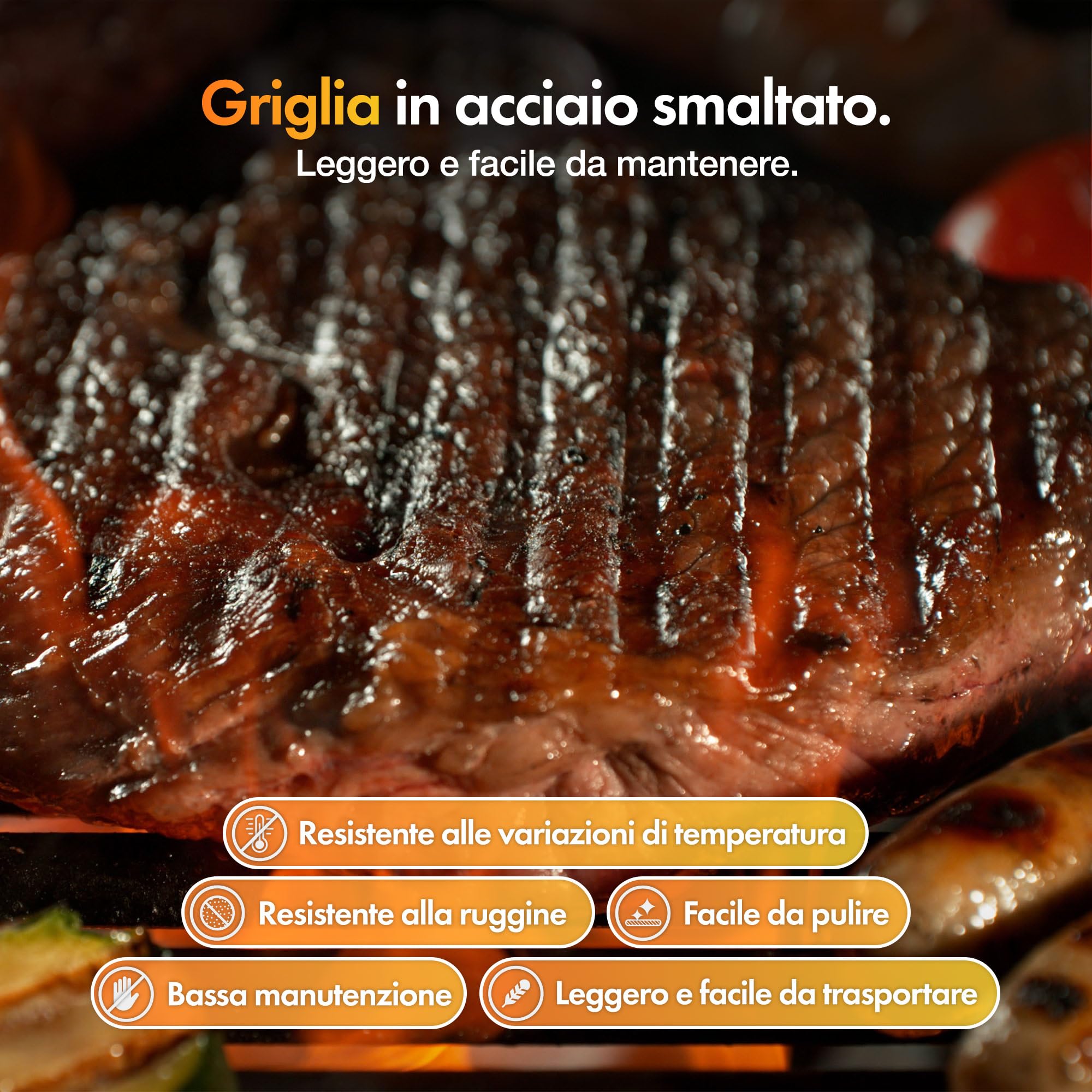VonHaus Barbecue a Carbone – Barbecue con Griglia Scaldavivande, Altezza Regolabile, Termometro – Portatile, Cassetto Cenere, Ripiano, 2 Tavolini Laterali Pieghevoli, Ruote – Carne, Pesce e Verdure