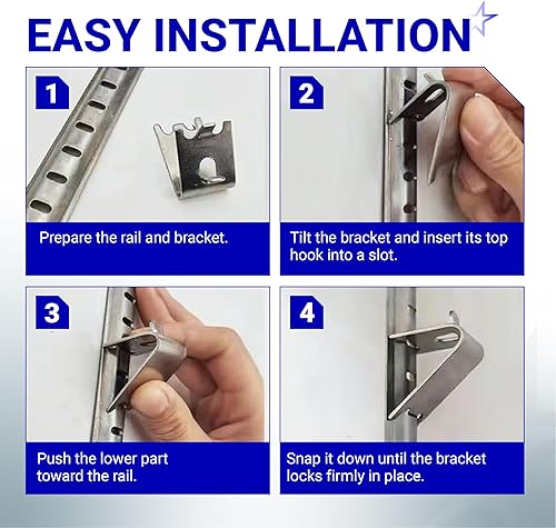 Miniatura 7 de BlueStars 920158 Clips para estante de congelador  Soporte de acero inoxidable para refrigeradores, soporte de estante de refrigerador de