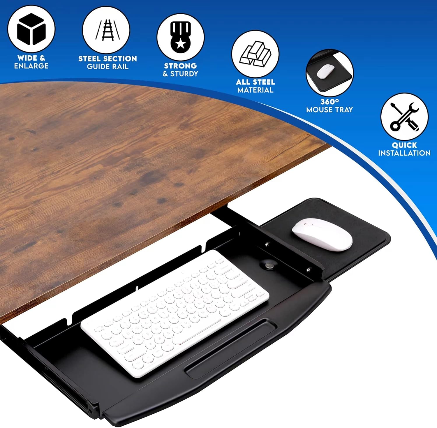 Buy Oaskrac Under Desk Keyboard Tray Slide Out Keyboard Tray with 360