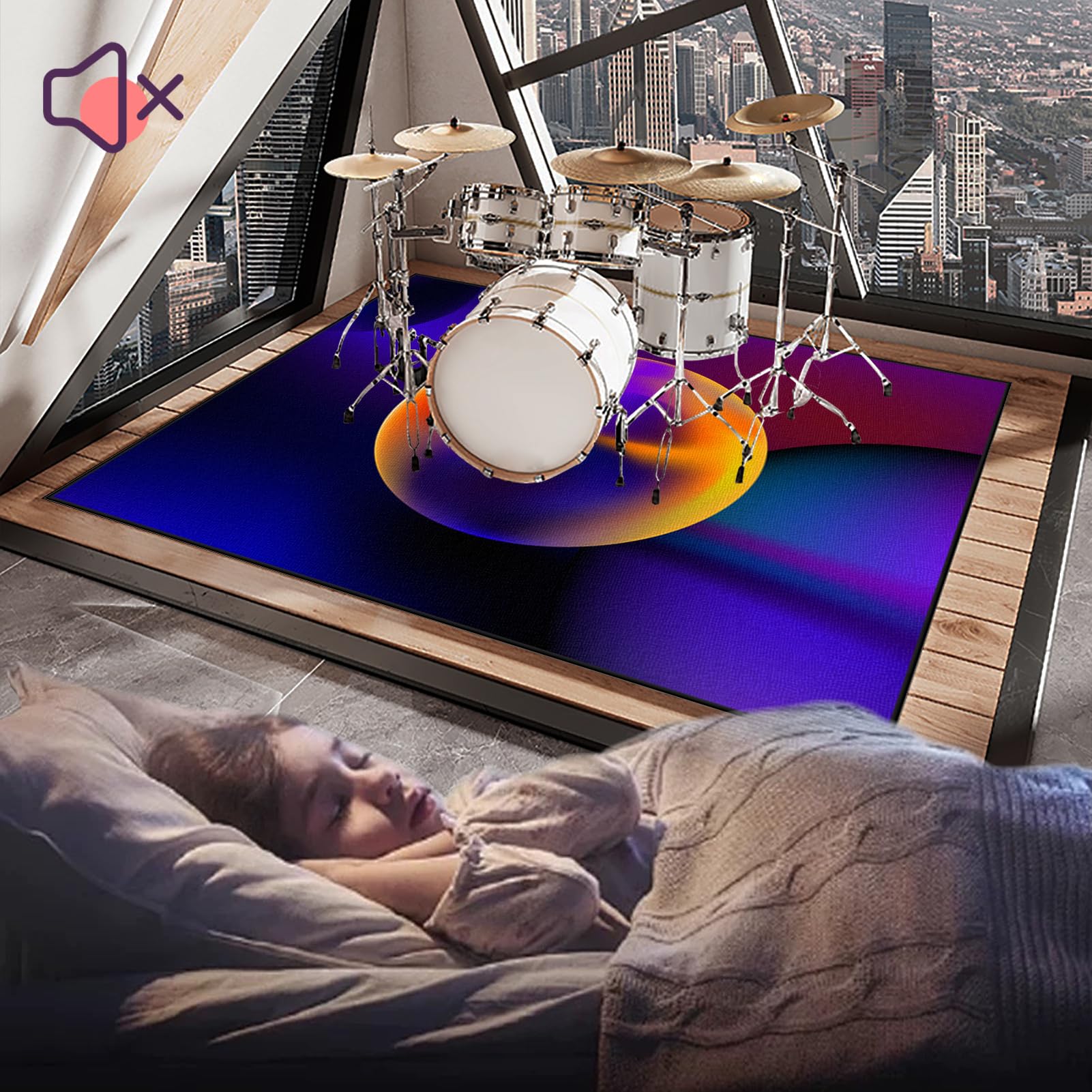 Tappeto Professionale per Batteria e Strumenti a Percussione Elettronici per Grancassa Rullante e Altri Strumenti 230 x 200 cm Tappeto per Batteria Insonorizzato Tappeti Rettangolari Antiscivolo