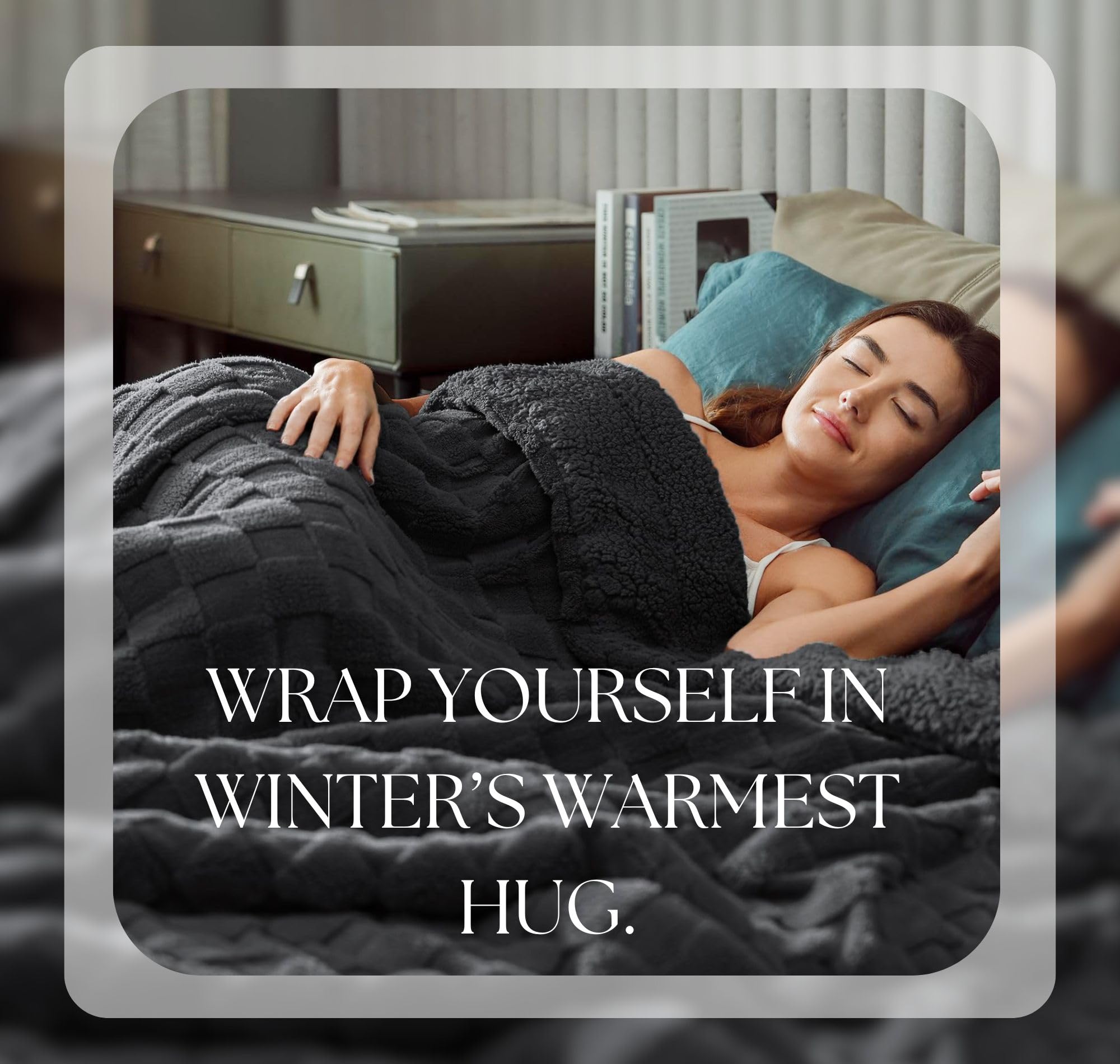 SANMARINO Reversible Sherpa Fleece/Flannel Blanket, 600 GSM โ Thick Fluffy 3D Checkered, Super-Soft, Heavy Winter Couch or Bed Blanket (Grey, Double, 3000 g, 86x88 Inches) 3