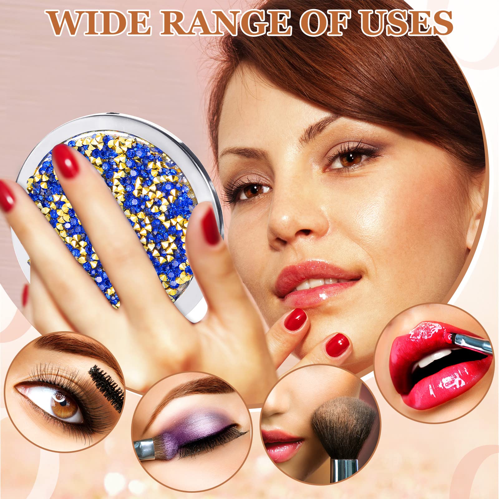 Lot de 12 petits miroirs de poche pliables ronds avec grossissement x1/x2 pour femmes et filles Couleurs vives