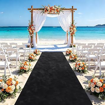 FUHSY Black Aisle Runner for Wedding Ceremony 2FTx15FT Party Carpet Rug Aisle Runner Velvet Aisle Runway for Events Aisle Floor Wedding Runner Prom Aisle Runner Outdoor Indoor Wedding Walkway Runner
